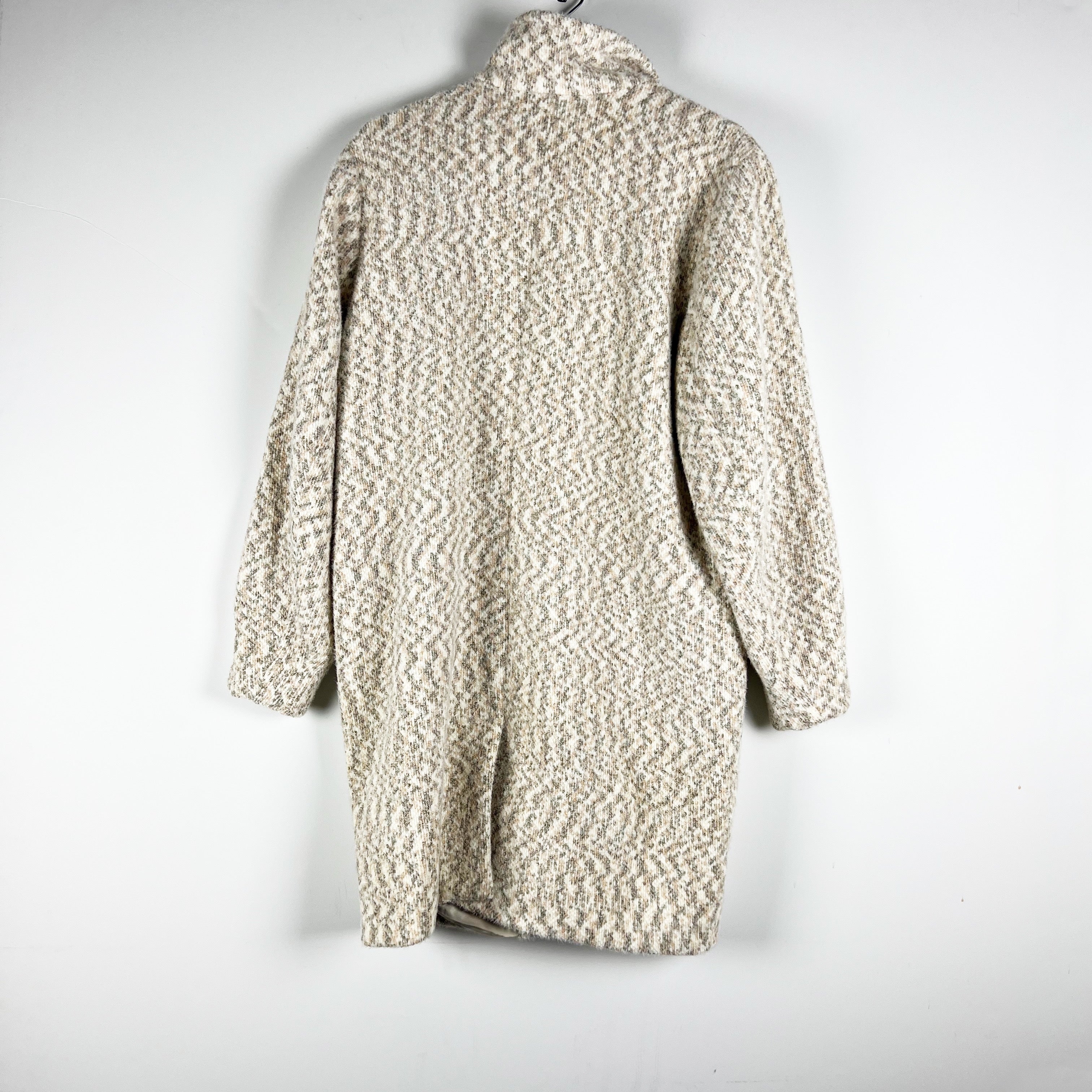 NEW Z Supply Connor Eyelash Knit Pea Coat Fuzzy Jacket Whisper White Print XS