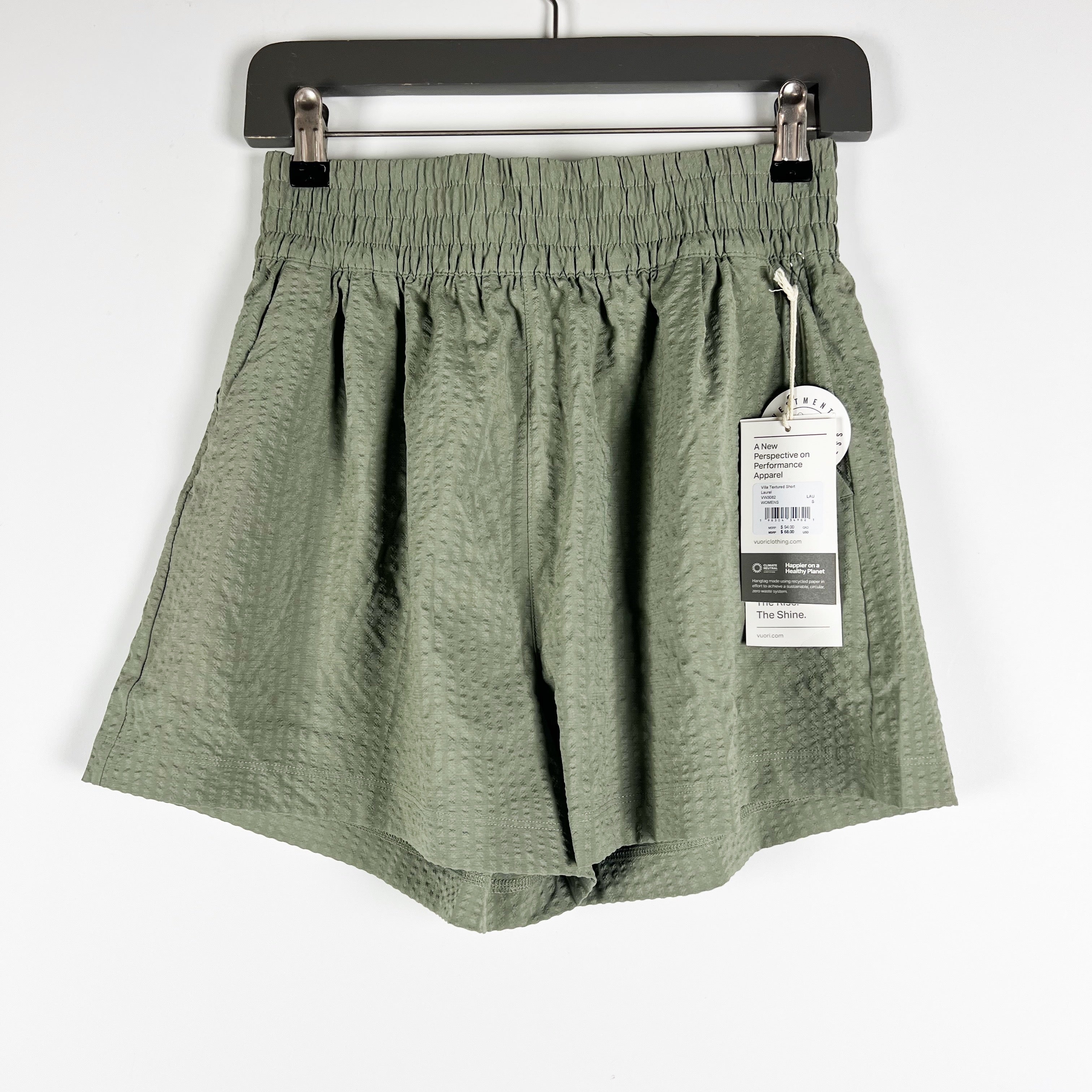 NEW Vuori Women's Villa Textured Pull On High Rise Leisure Shorts Lauren Green S