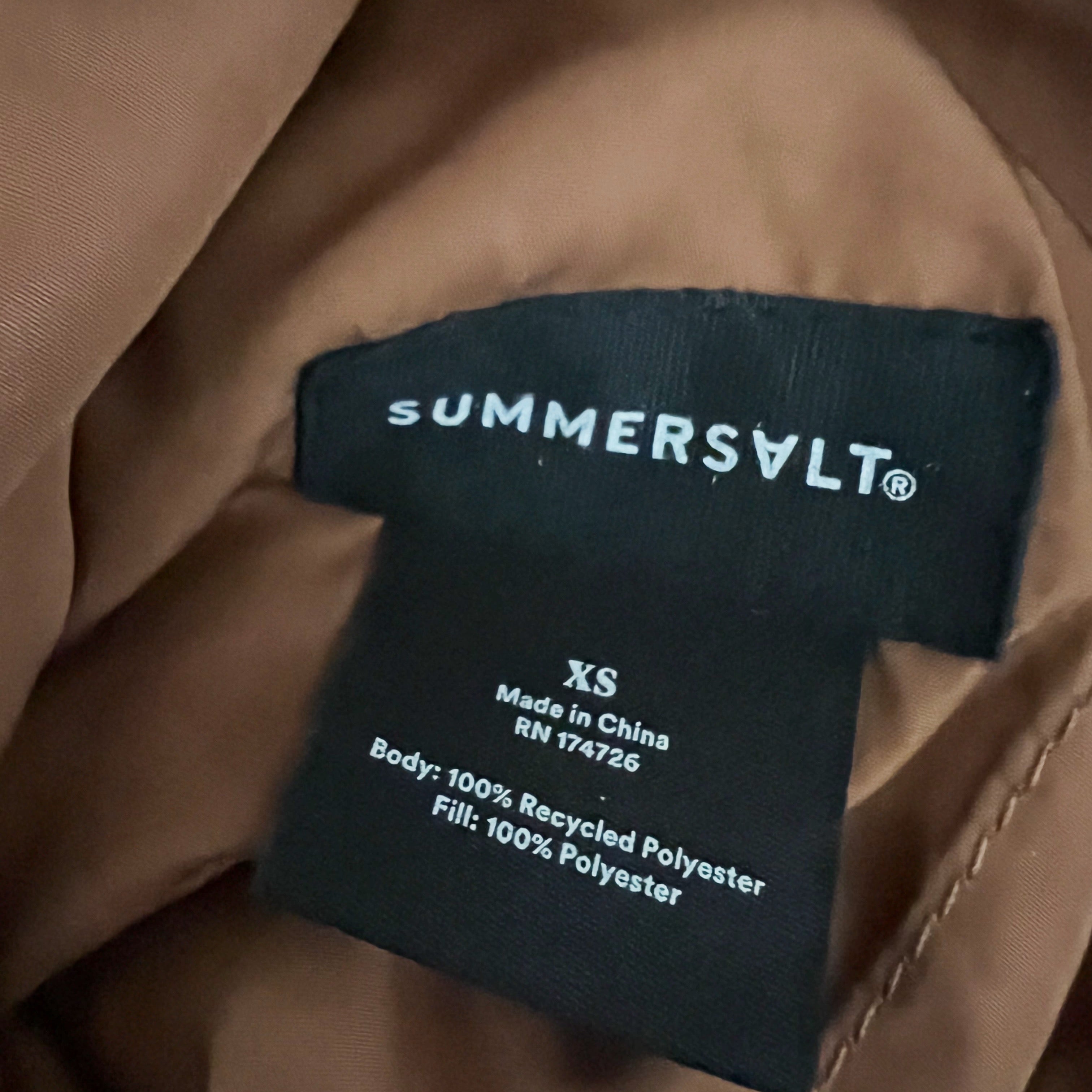 Summersalt The Reversible Eco Quilted Lightweight Snap Button Black Brown Jacket