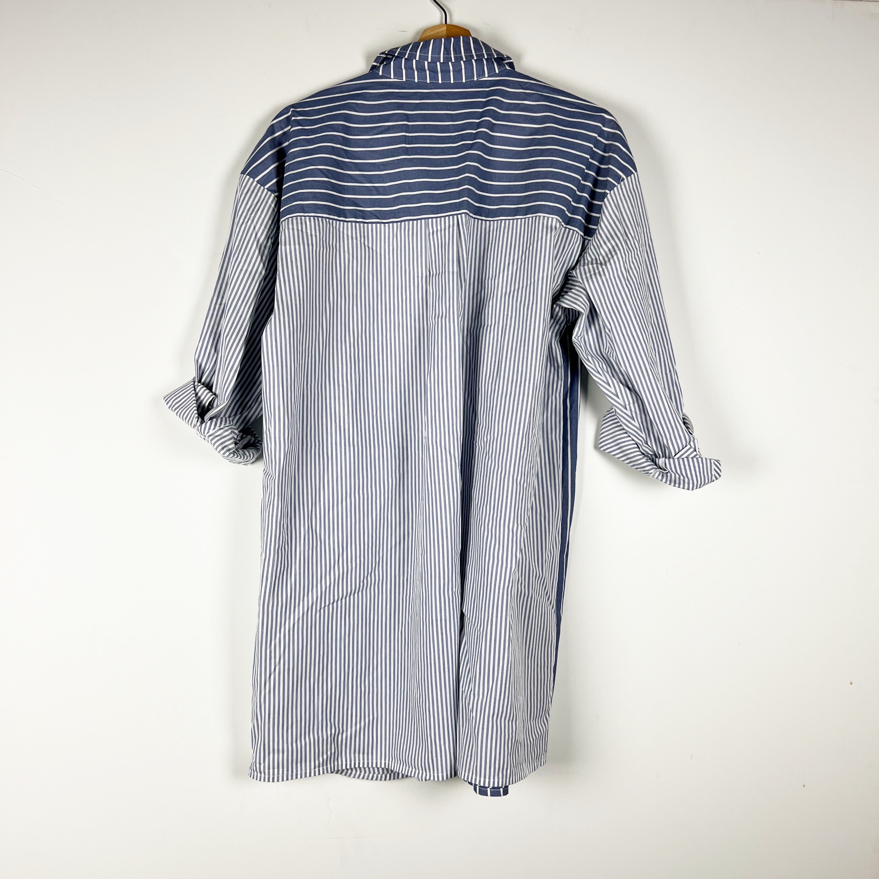 NEW Abercrombie & Fitch Cotton Blend Collared Stripe Button Front Shirt Dress S