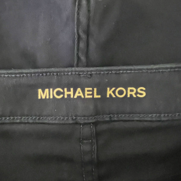 Michael Kors Cotton Stretch Fray Hem Studded Embellished Mini Shorts Blue Gold