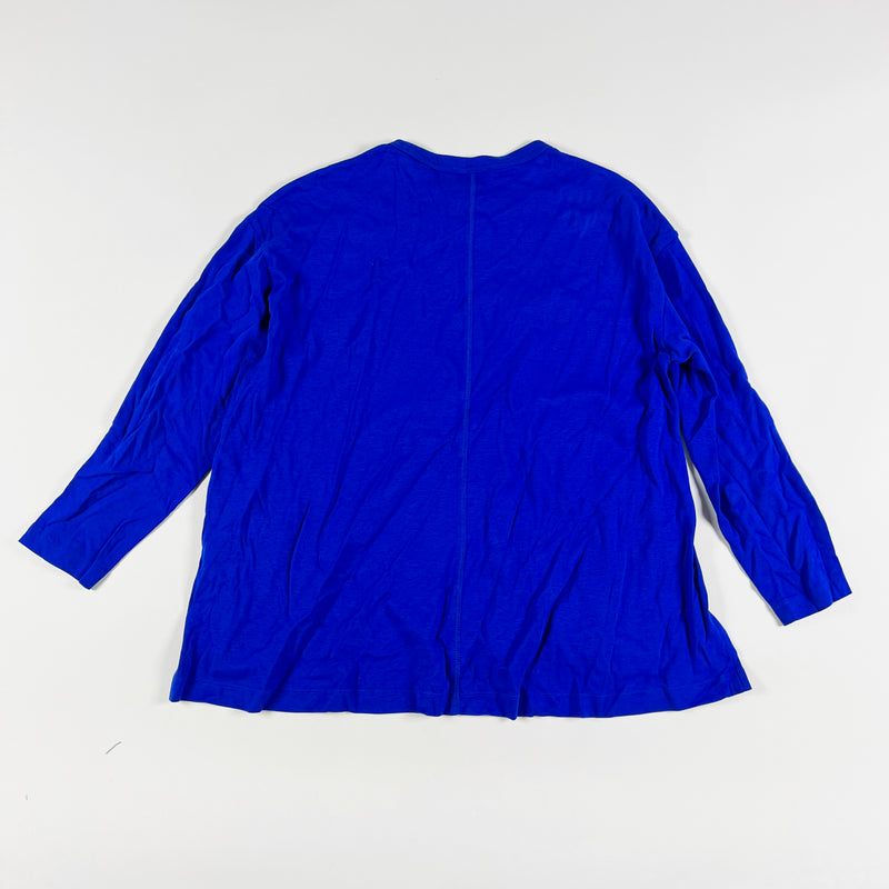COS Women's Cotton Stretch Mock Crew Neck Quarter Sleeve Solid Blue Tee Shirt XS