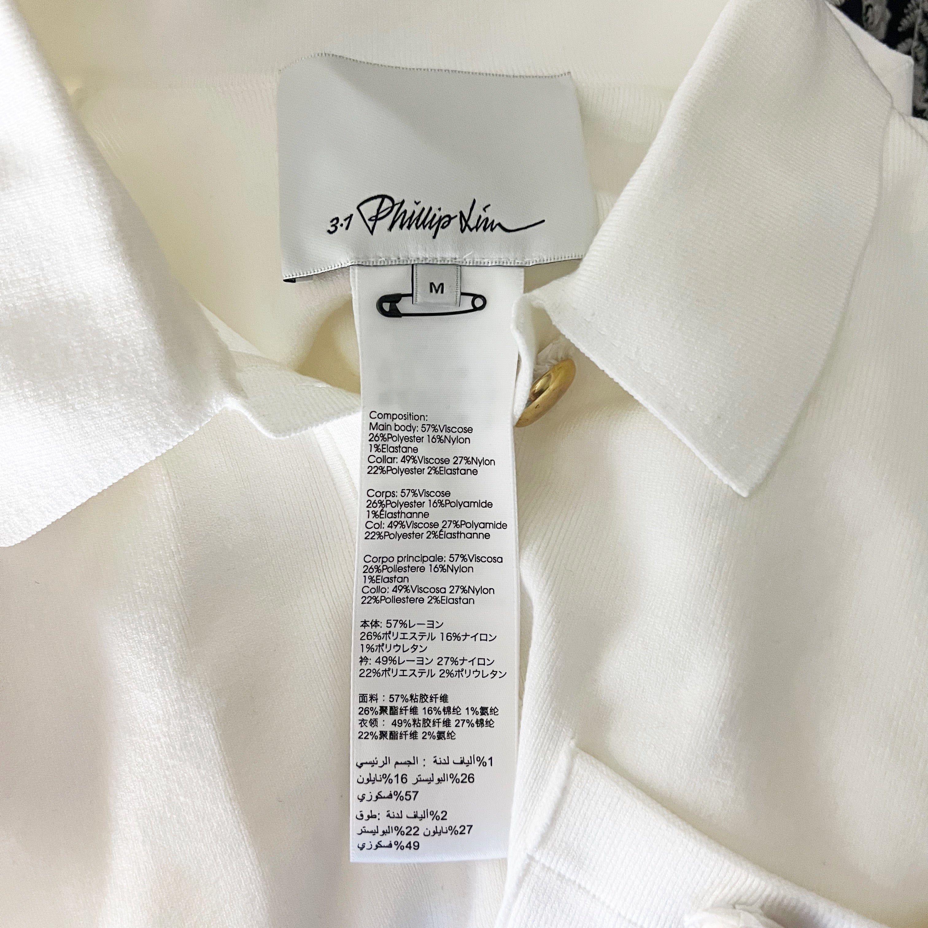 3.1 Phillip Lim Ladies Short Sleeve Tech Stretch Sweater Knit Milano Polo Shirt