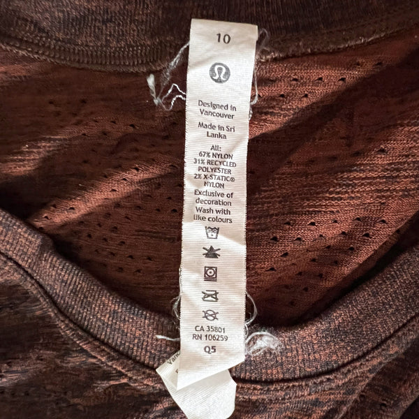 Lululemon Women's Train To Be Crew Neck Sleeveless Mesh Tank Top Rust 10