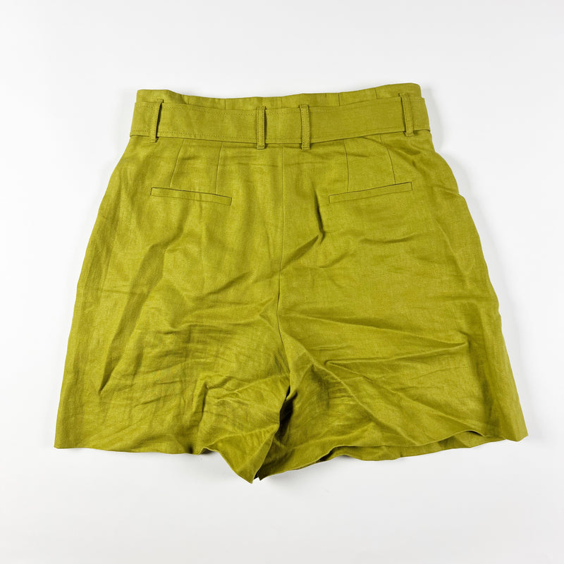 Lafayette 148 New York Degraw Belted Cargo Pocket High Waisted  Linen Shorts 8