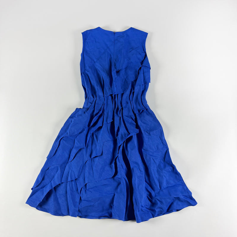 NEW COS Tiered Ruffle linen Blend Sleeveless Pullover A Line Mini Dress Blue 4