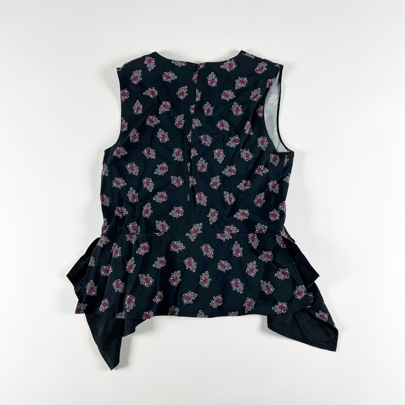 Altuzarra Made In Italy Print Pattern Sleeveless Peplum Ruffle Hem Blouse Shirt
