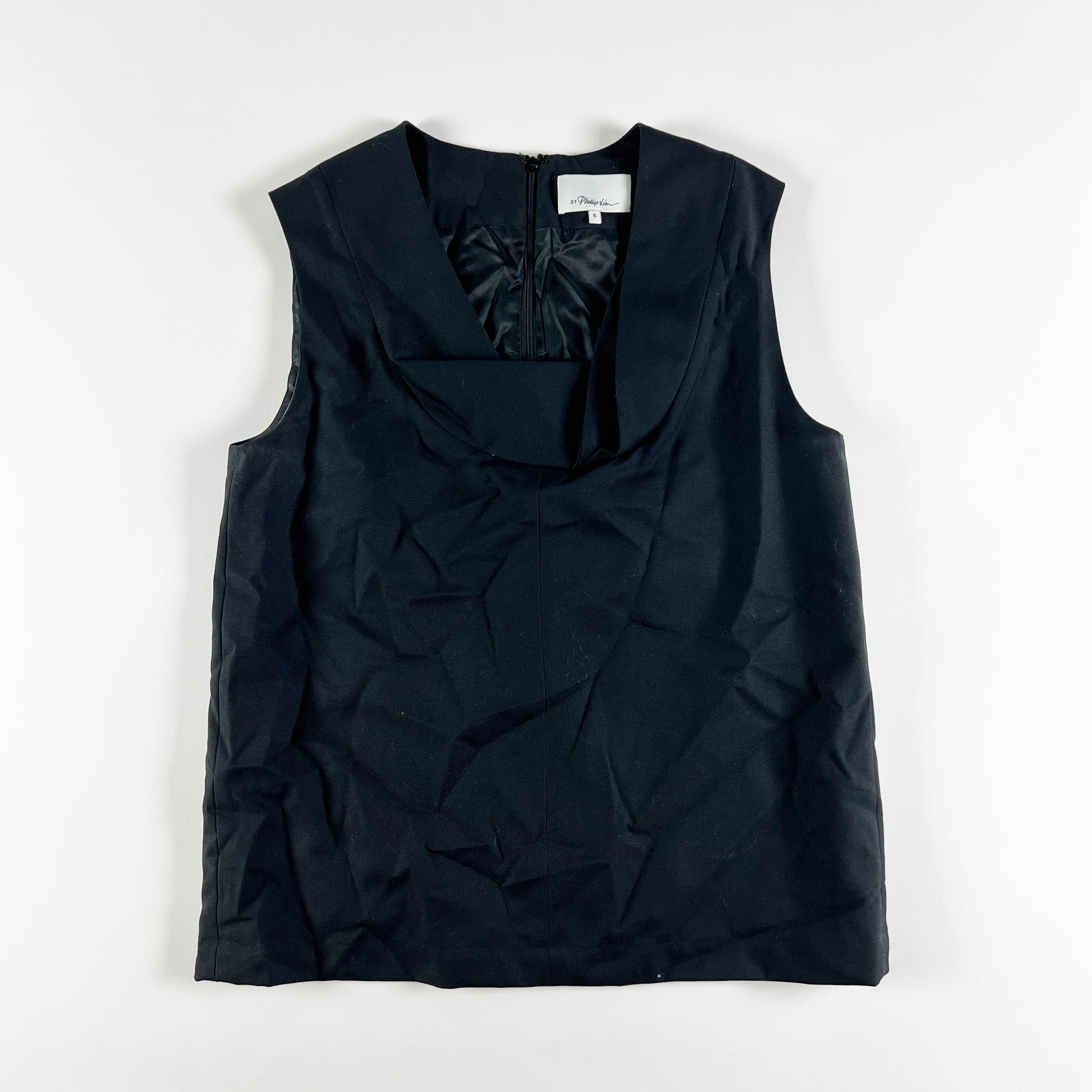 3.1 Phillip Lim Wool Blend Pleated Foldover Collar Sleeveless Blouse Shirt Top 6