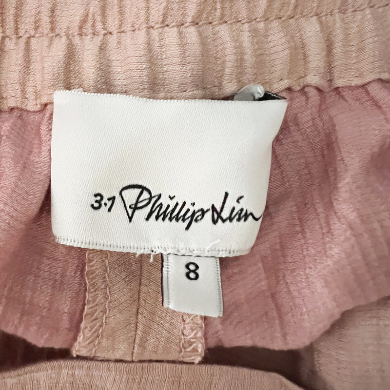 3.1 Phillip Lim Tencel Paper Bag Waist High Rise Belted Mini Shorts Light Rose 8