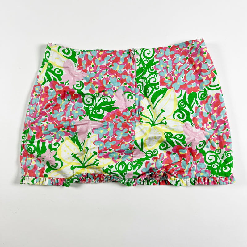 Lilly Pulitzer Callie Mini Mariposa Floral Flower Print Pattern Ruffle Skirt 8