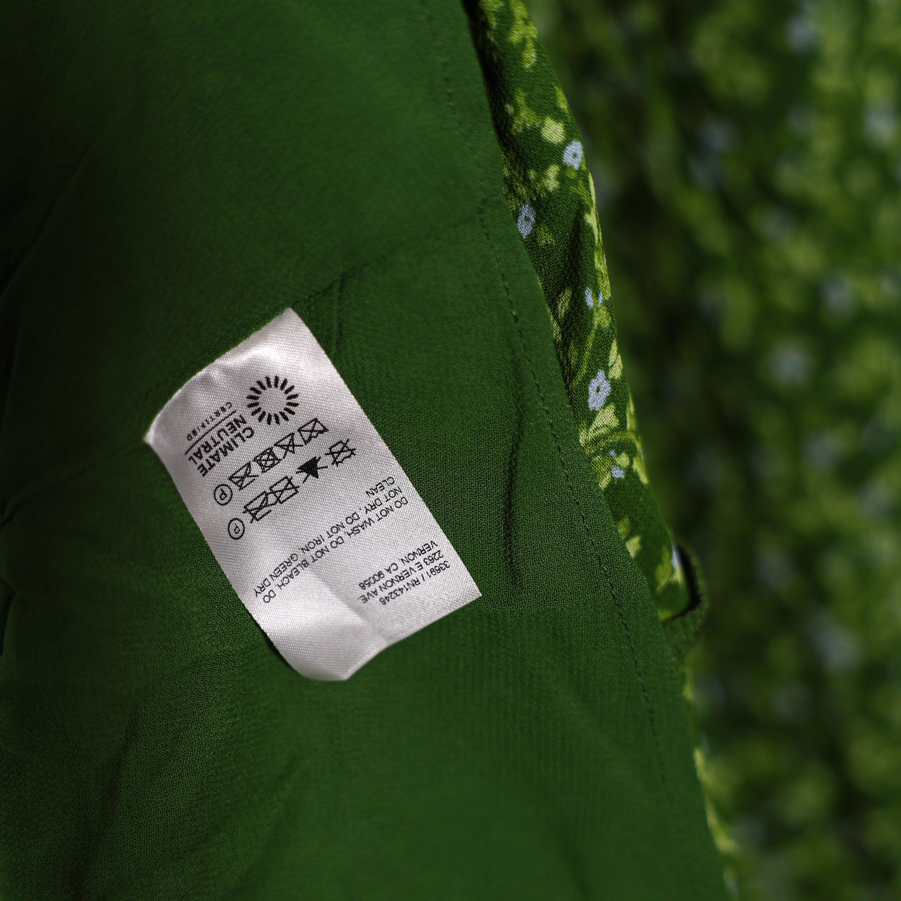 Reformation Inka Chiffon Smocked Stretch Bodice Green Floral Print Midi Dress M&nbsp;