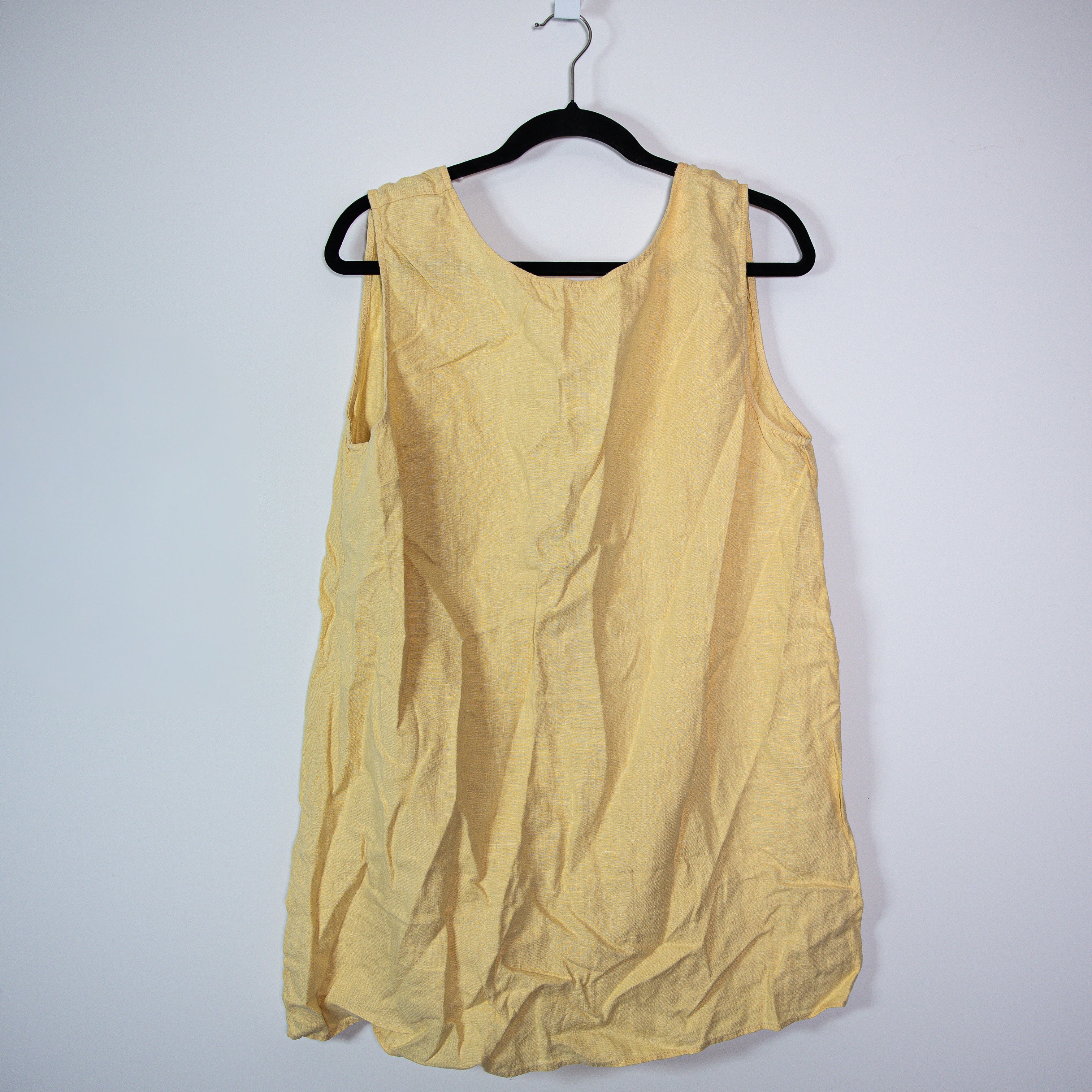 Reformation Linen Scoop Neck Sleeveless Pullover Mini Dress Butter Yellow Medium