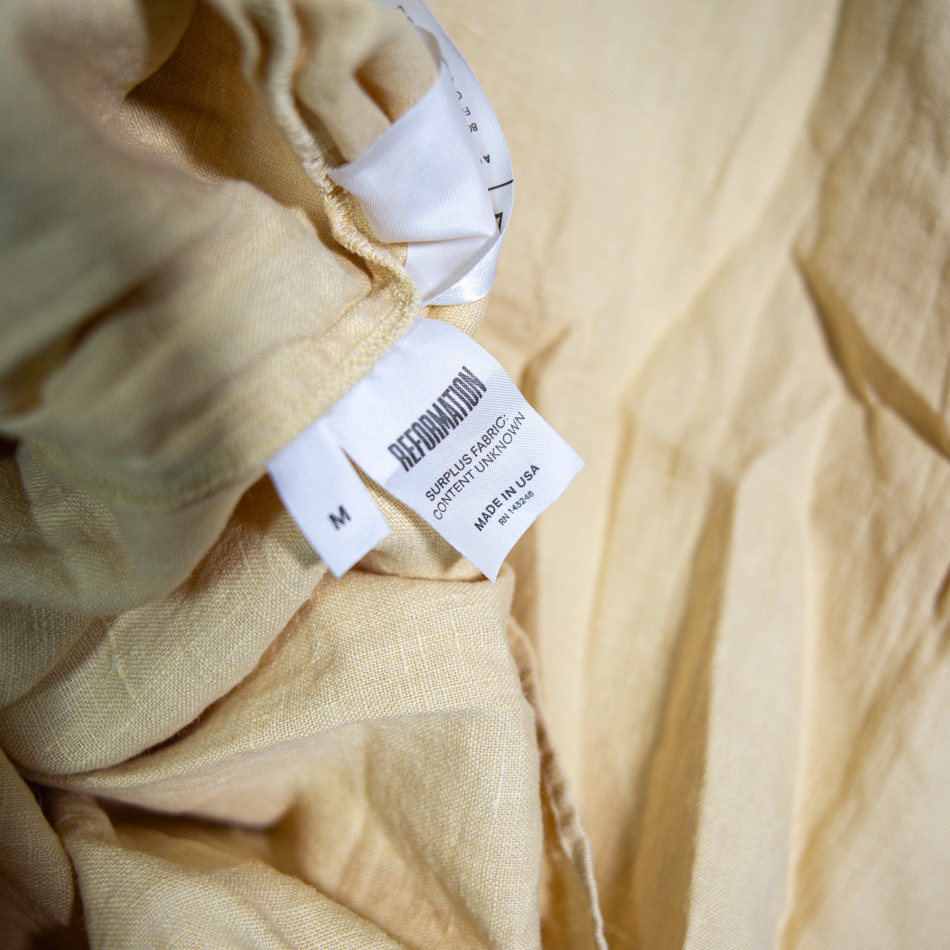 Reformation Linen Scoop Neck Sleeveless Pullover Mini Dress Butter Yellow Medium