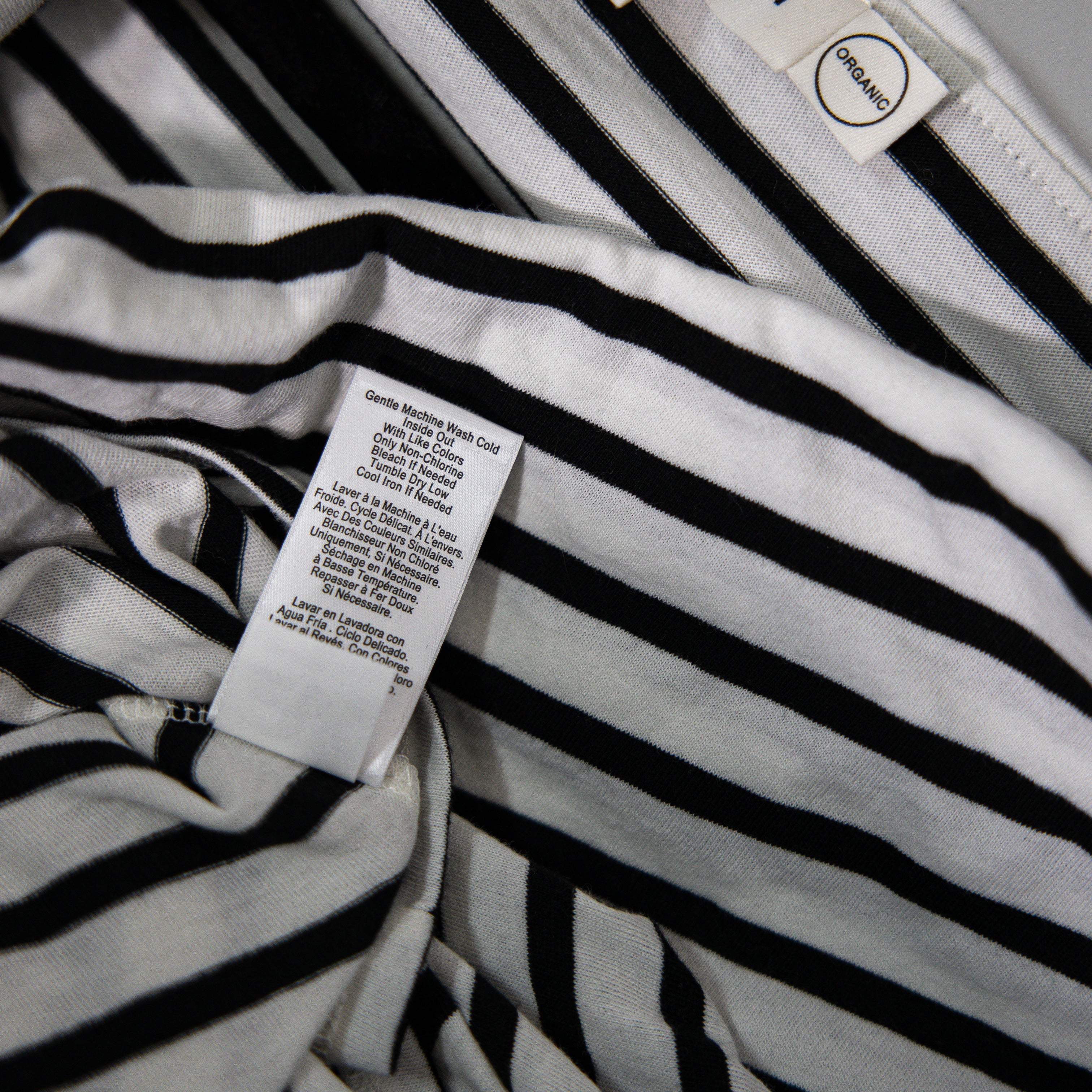 NEW Nation Los Angeles Alexi Organic Cotton Off The Shoulder Striped Tee Shirt S