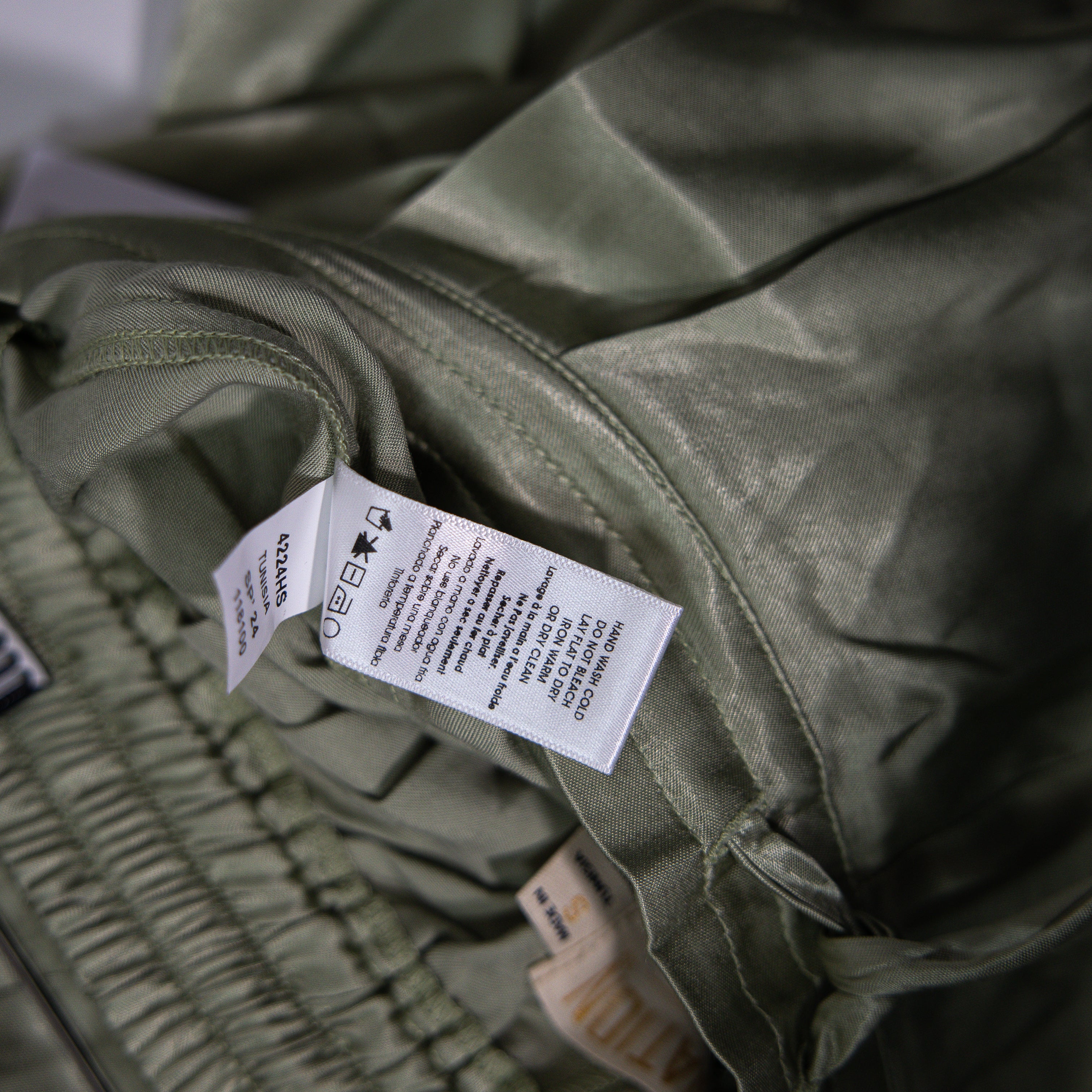 NEW Nation LTD Romeo Straight Leg Satin Cargo Pocket Trouser Pants Olive Oil S