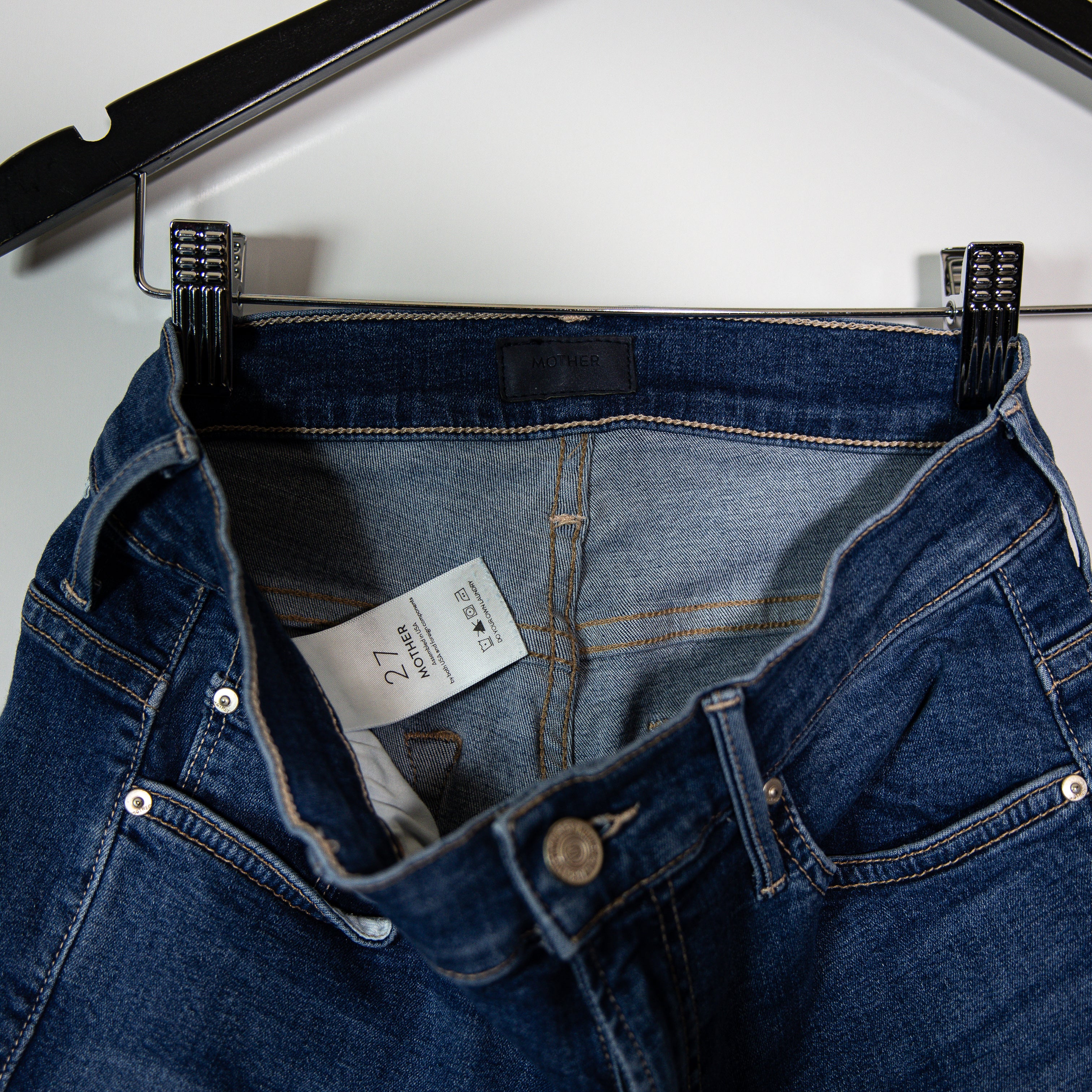 Mother Denim Insider Crop Step Fray Cotton Stretch Not So Fast Wash Jeans 27