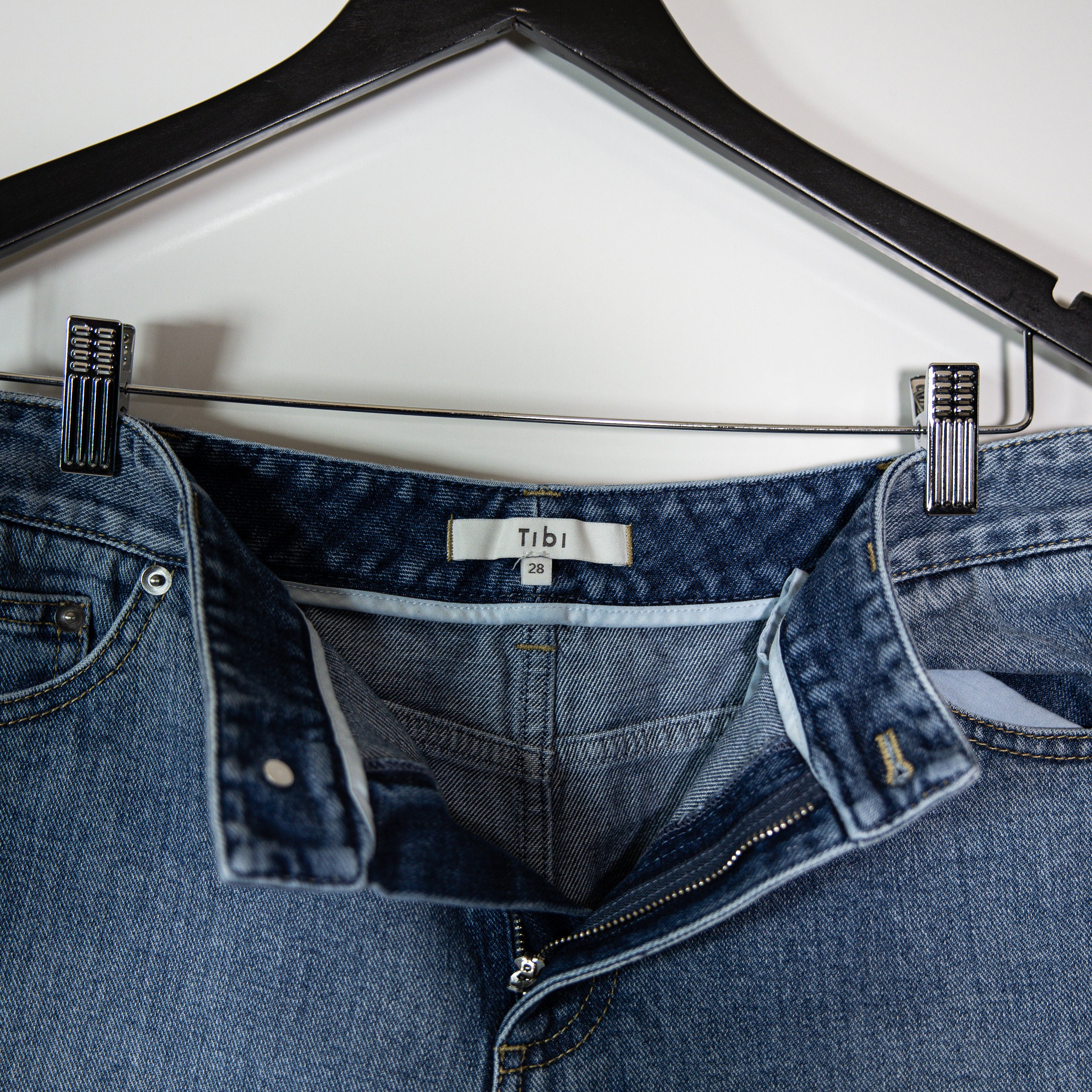 Tibi Brancusi Classic Wash Cotton Denim Sculpted Balloon Leg Jeans Blue Wash 28