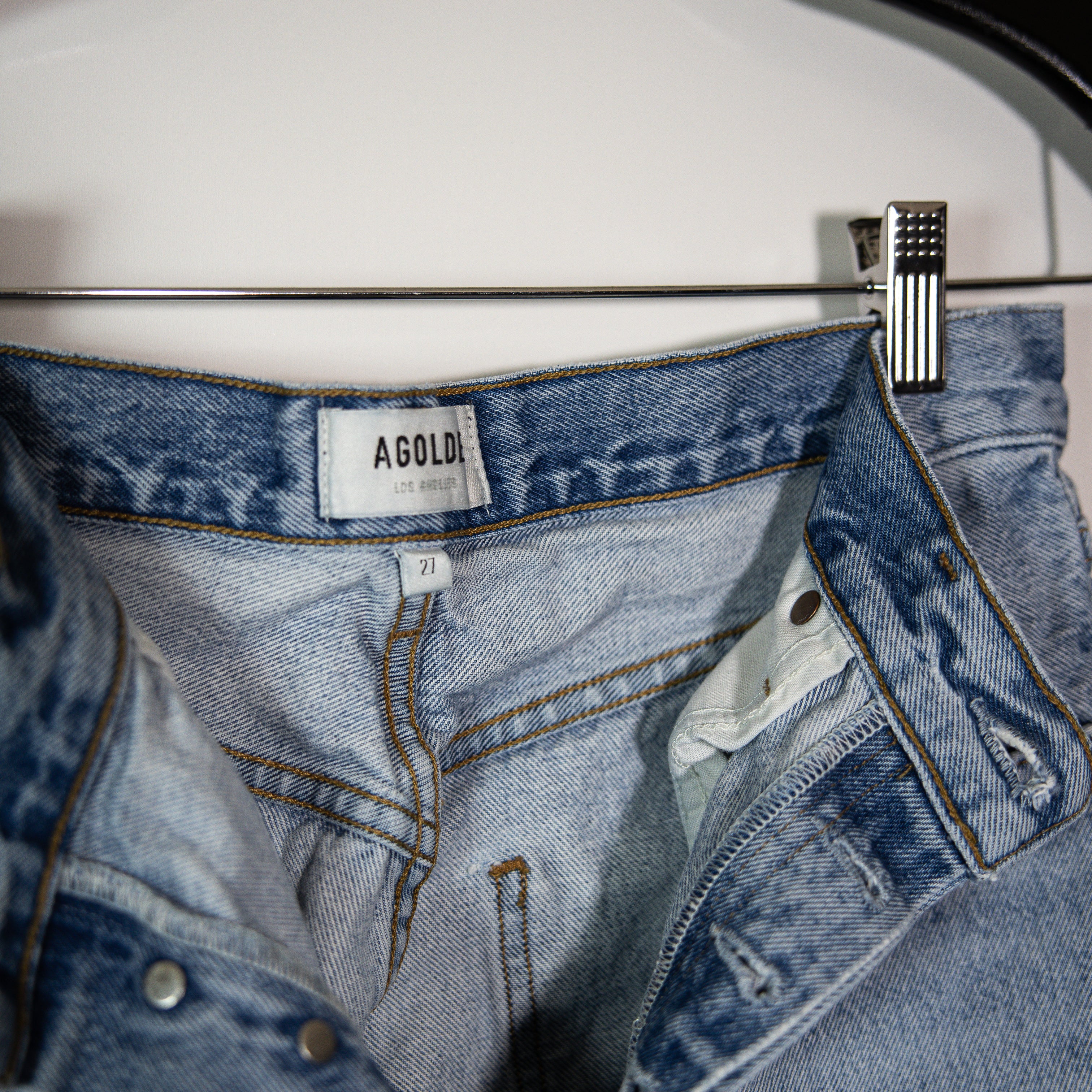 Agolde Women's Riley High Rise Straight Leg Crop Cotton Denim Jeans Distressed