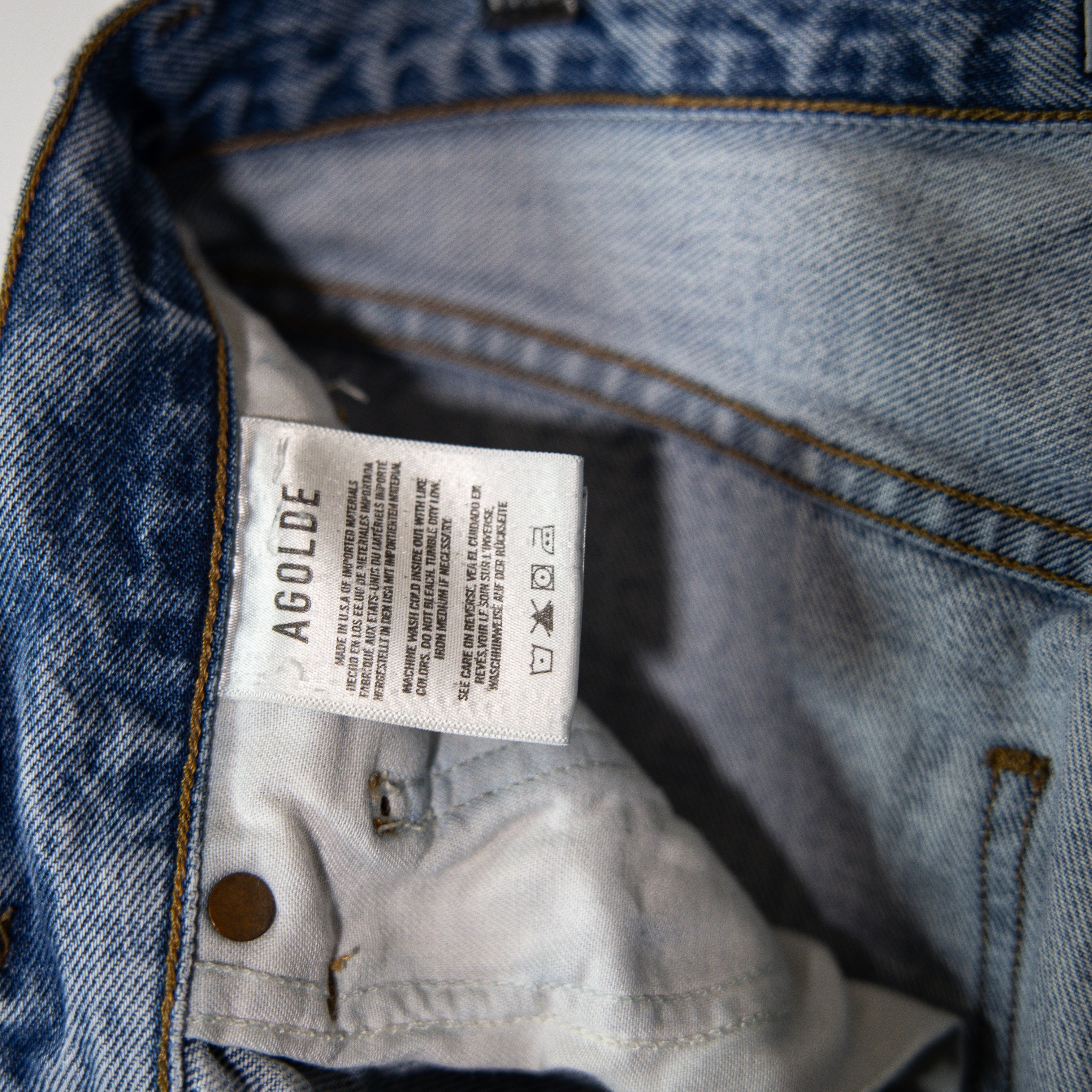 Agolde Women's Riley High Rise Straight Leg Crop Cotton Denim Jeans Distressed