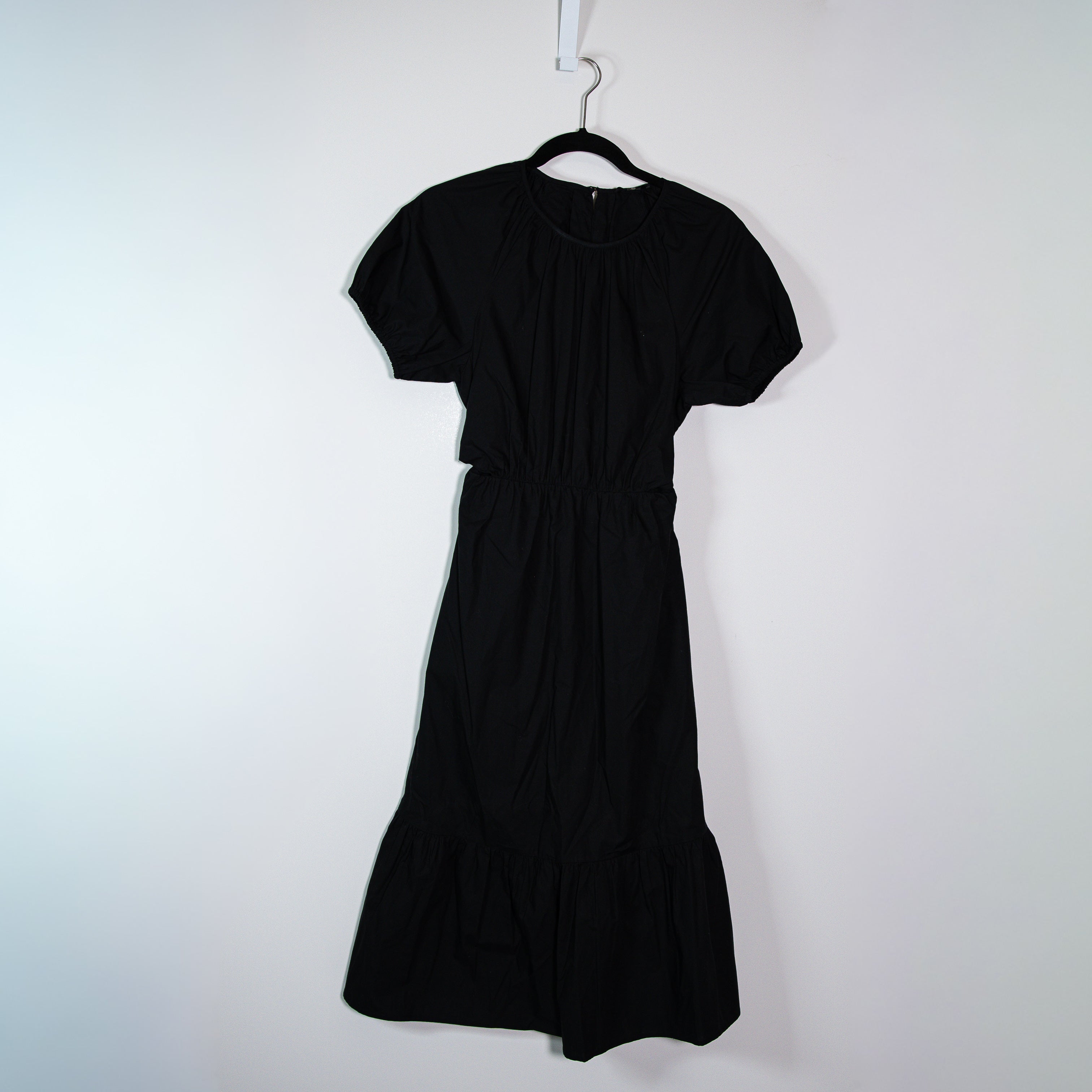 J. Crew BG398 Cotton Poplin Side Cut Out Short Puff Sleeve Tiered Maxi Dress 6P