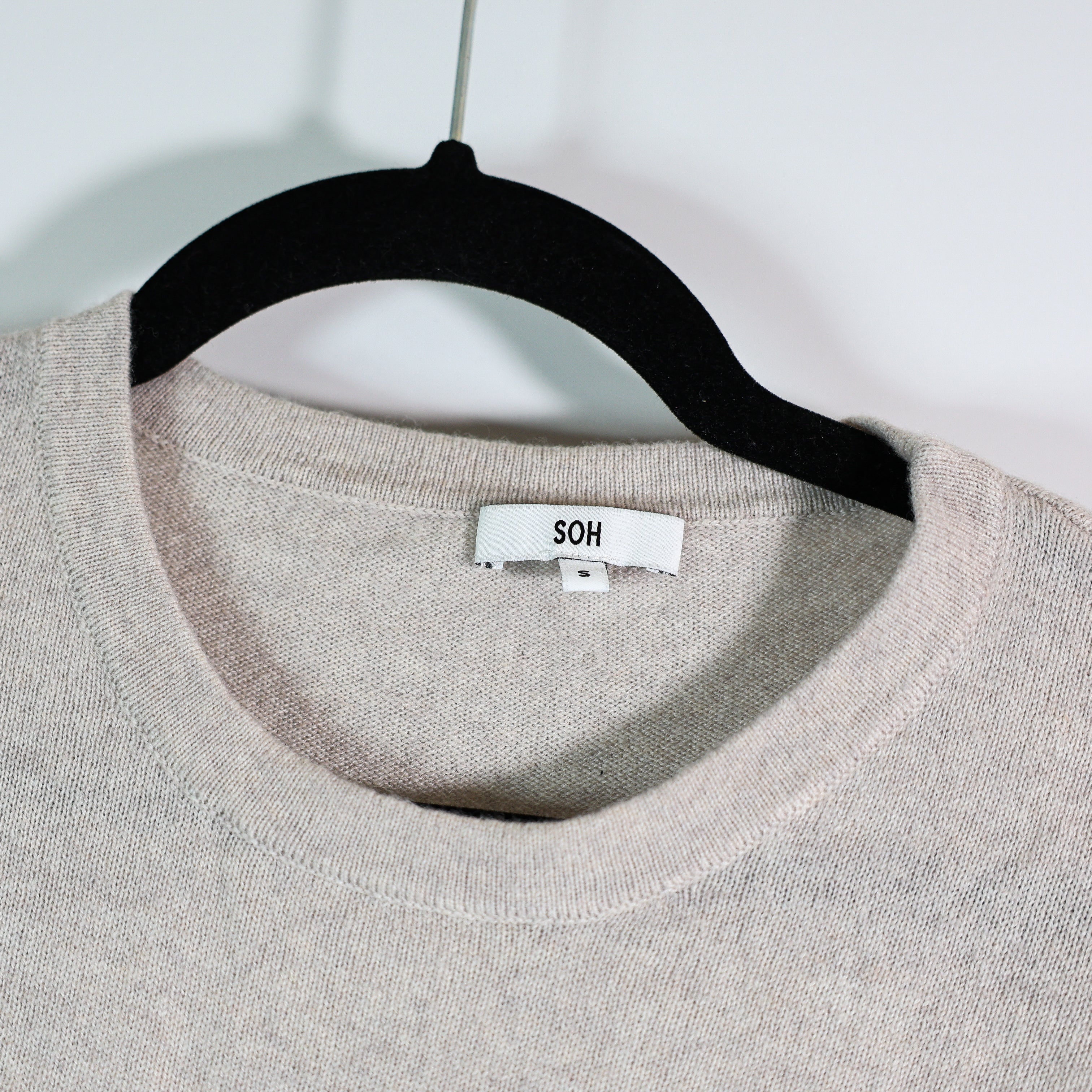 SOH Cashmere Wool Blend Knit Pearl Trim Cut Out Sleeve Pullover Sweater Gray S