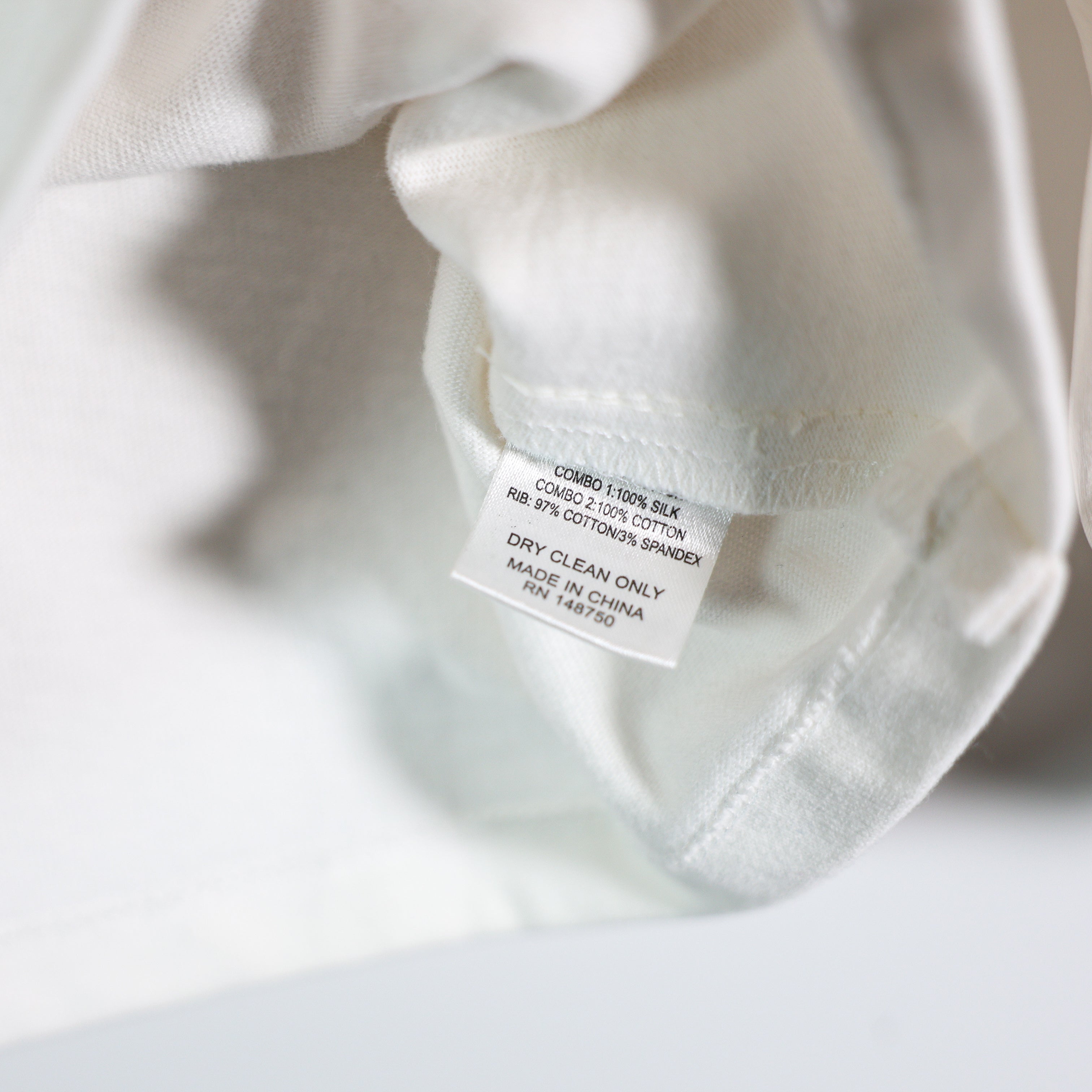 Sea New York Olive Cotton Silk Semi Sheer Pleated Long Sleeve Tee Shirt White L