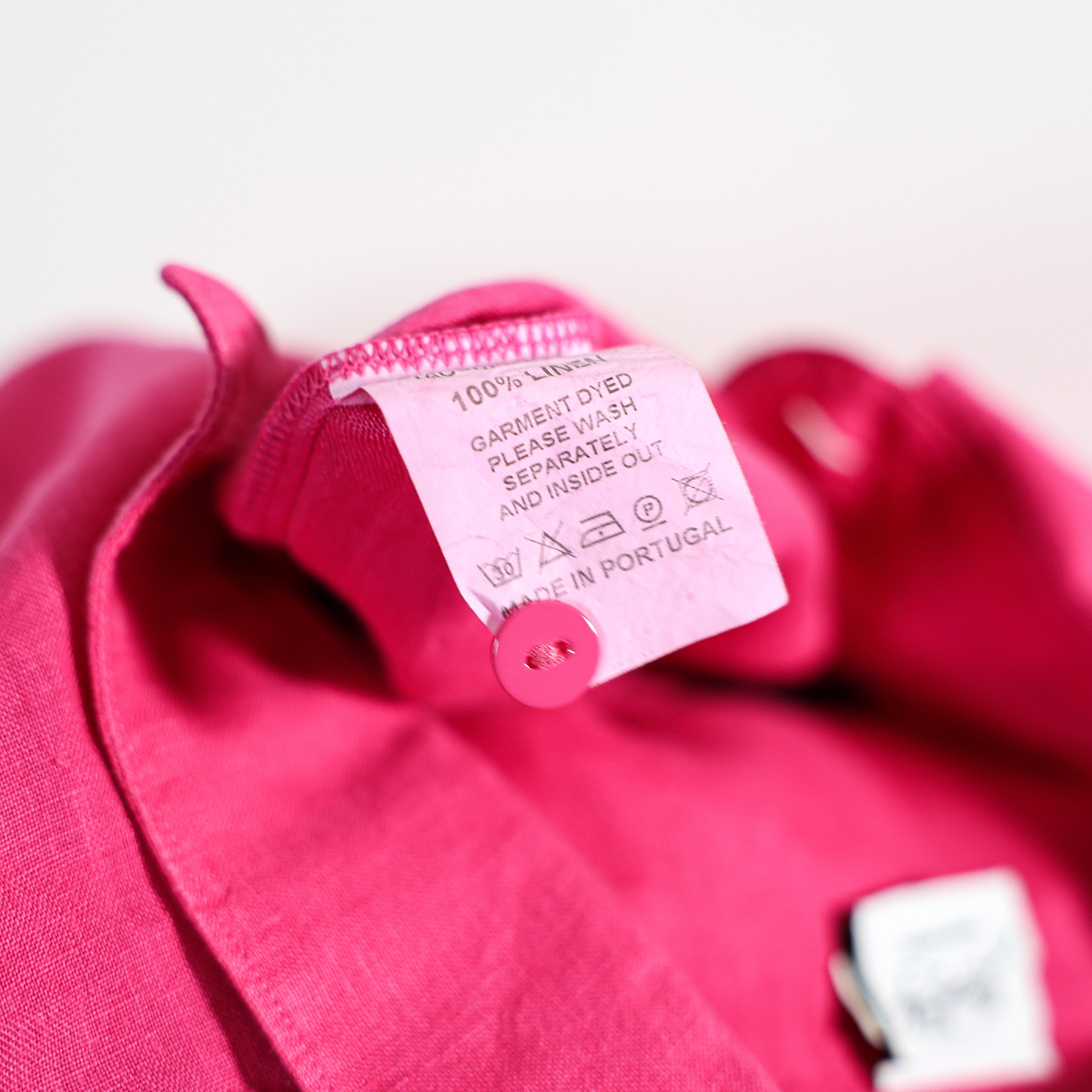 Jacques Zolty Saint Barth Linen Collared Long Sleeve Button Down Midi Dress Pink