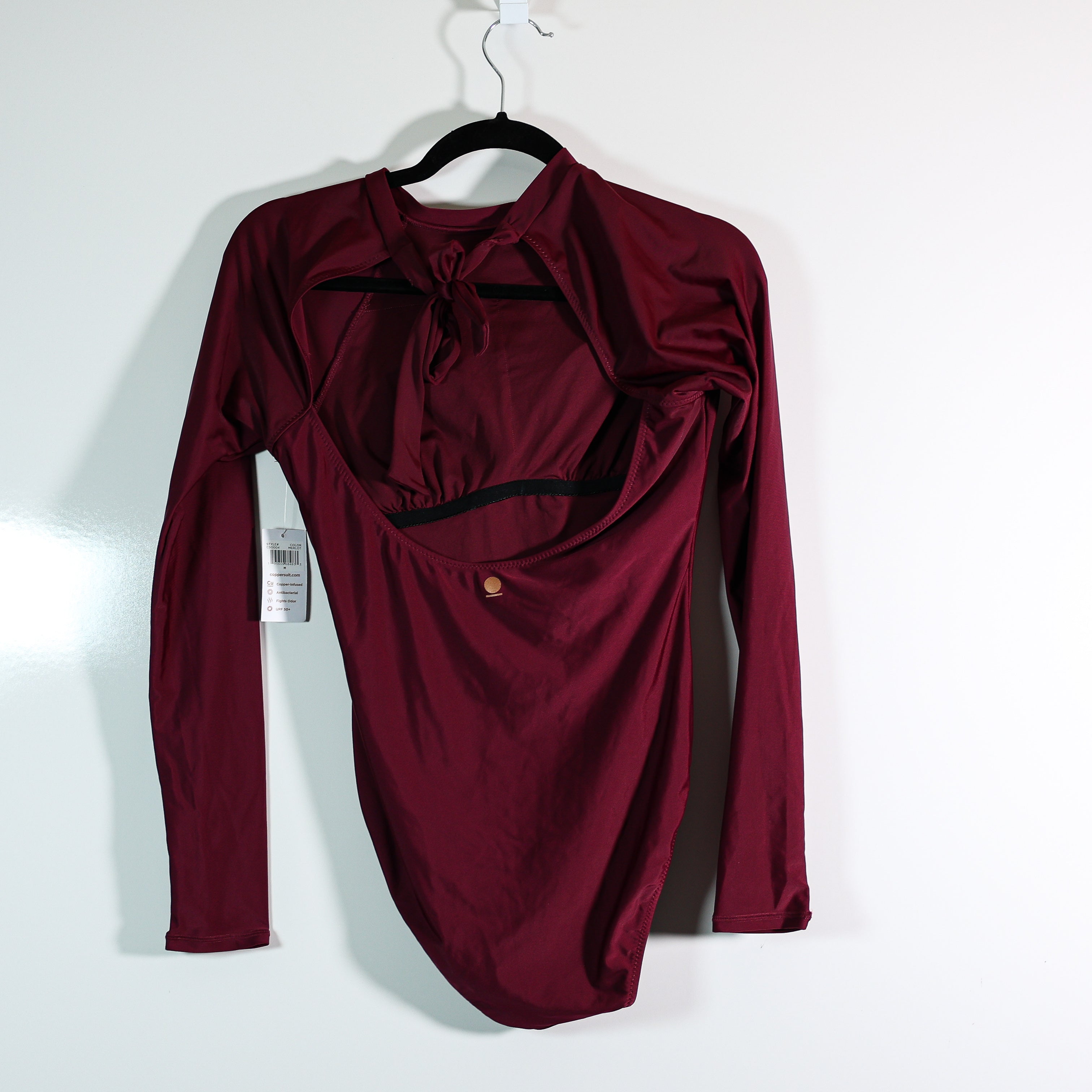 NEW Coppersuit Women's Long Sleeve One Piece Swimsuit Bathing Suit Merlot M