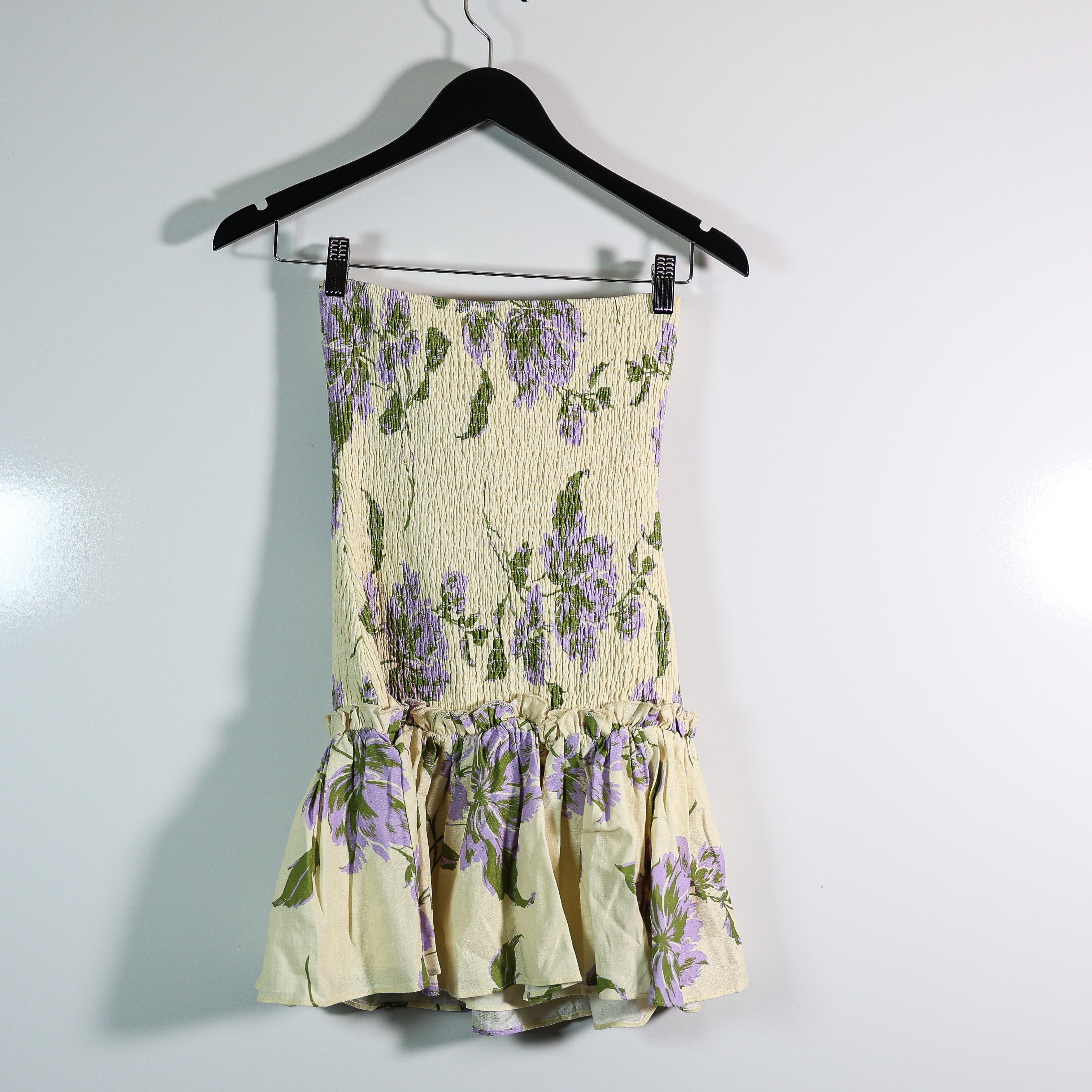 NEW Peppermayo Break From Toronto Linen Smock Mini Dress Yellow Purple Floral 4