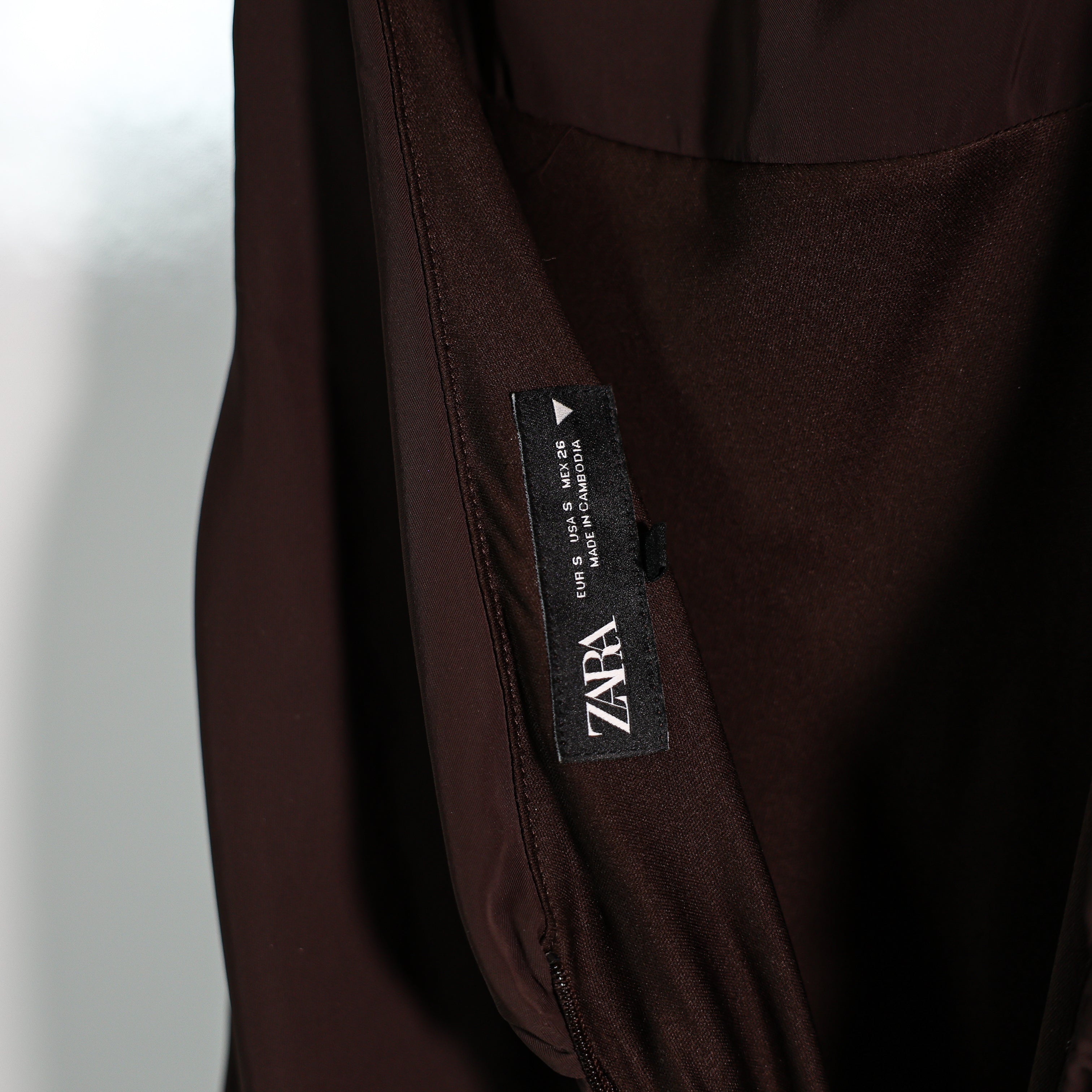 Zara Cowl Neck Ruched Draped Sleeveless Tank Maxi Dress Chocolate Brown Small