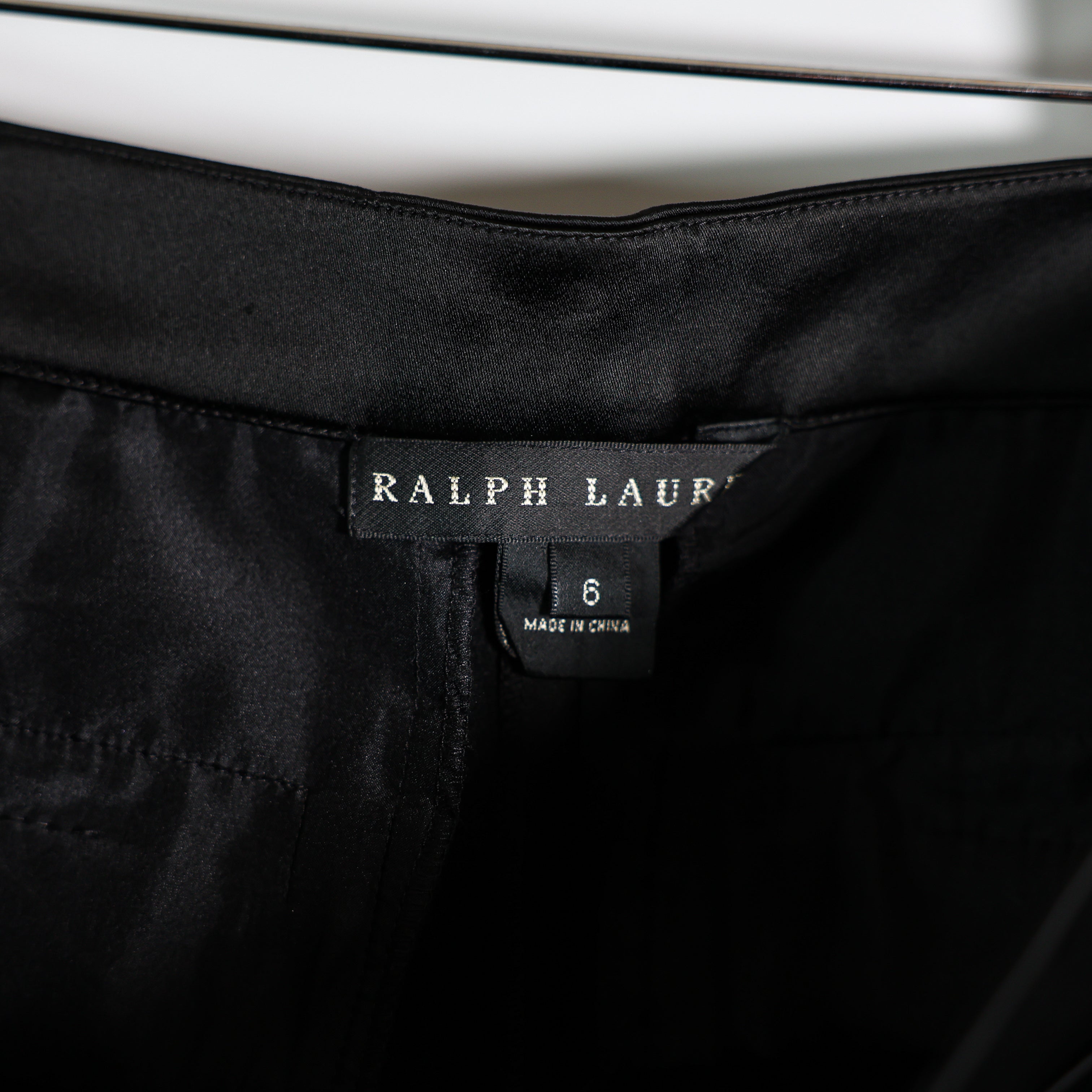 Ralph Lauren Black Label Women's Satin Mid Rise Skinny Trouser Slacks Pants 6