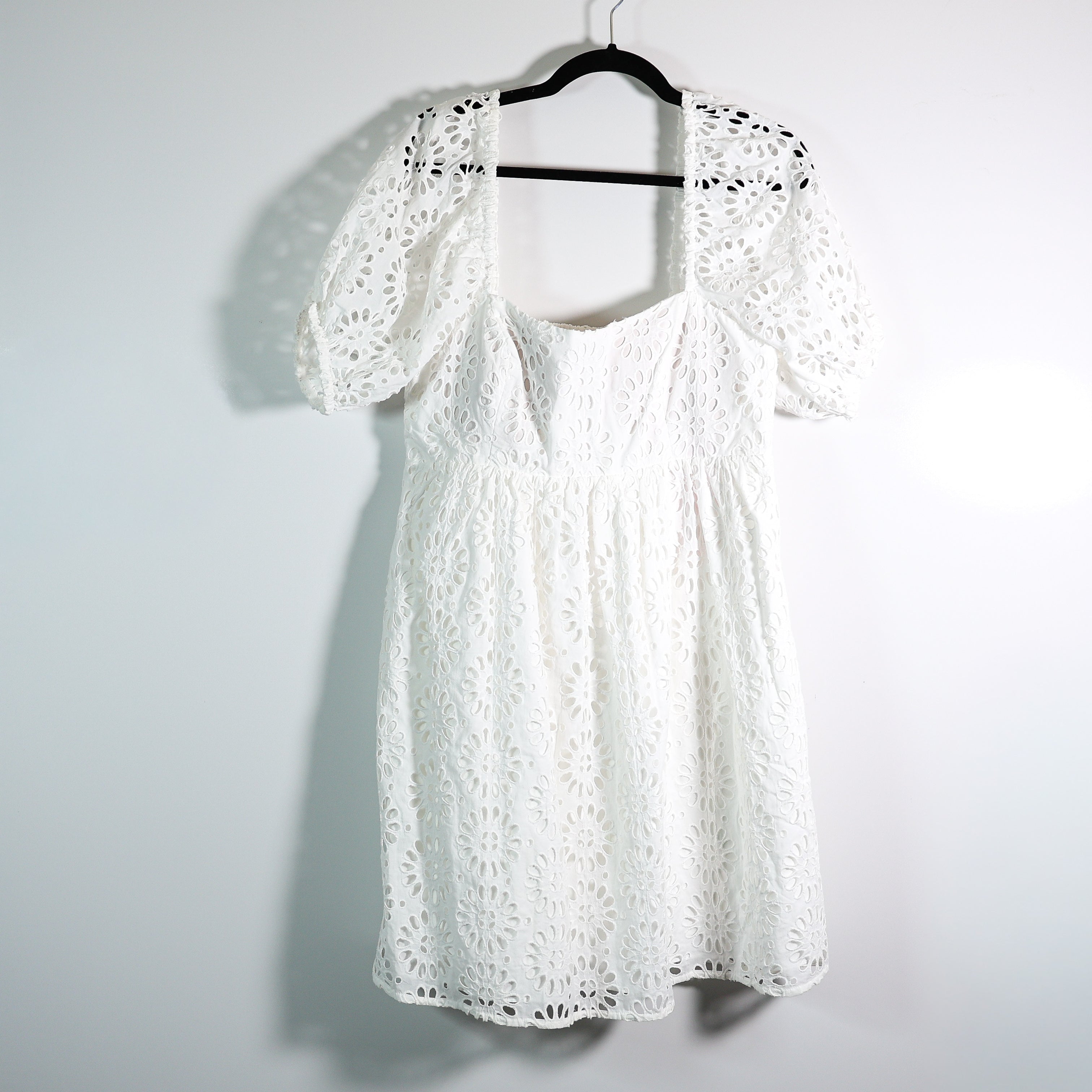 NEW Lilly Pulitzer Kay Cotton Lace Babydoll Puff Sleeve Dress Pinwheel Eyelet 10