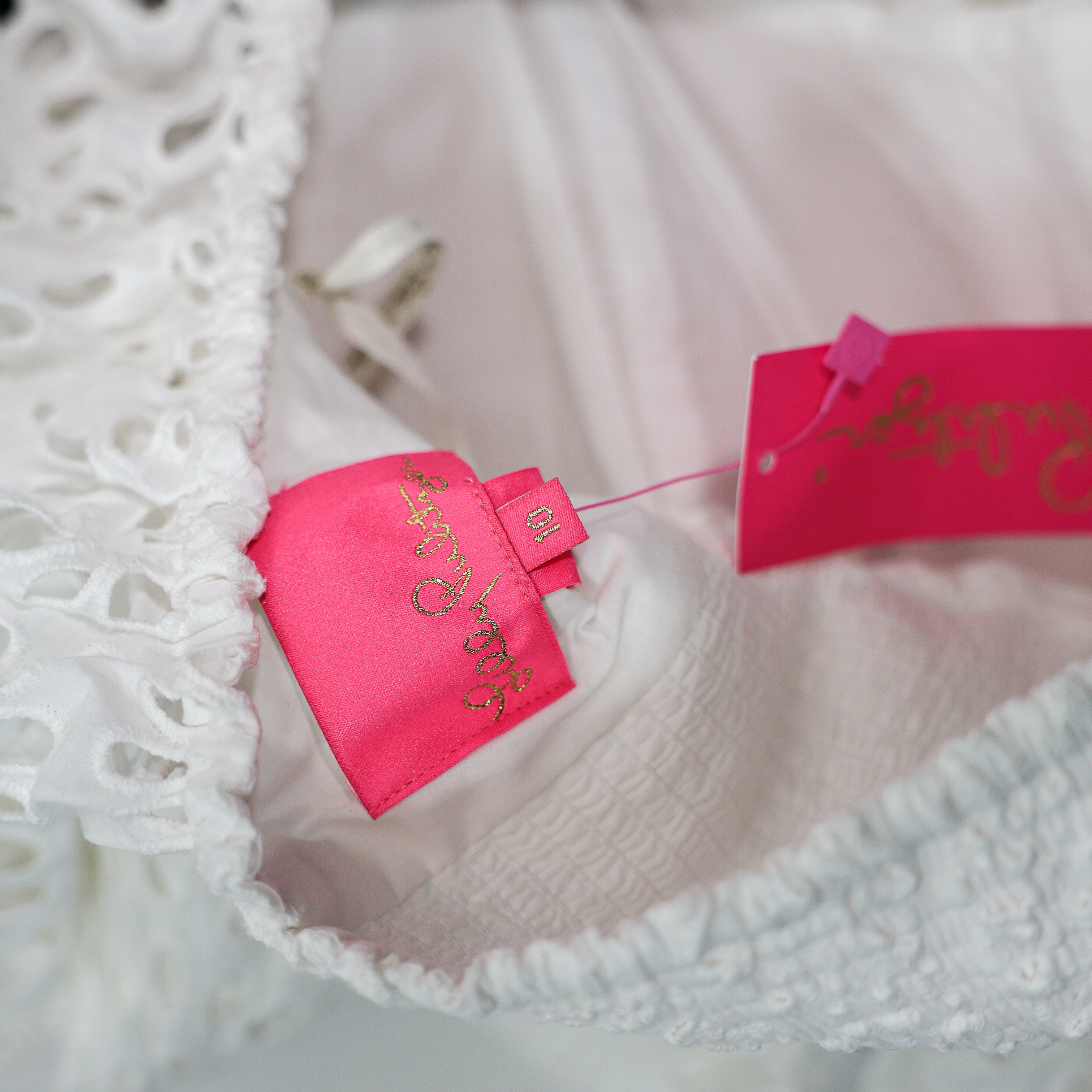 NEW Lilly Pulitzer Kay Cotton Lace Babydoll Puff Sleeve Dress Pinwheel Eyelet 10