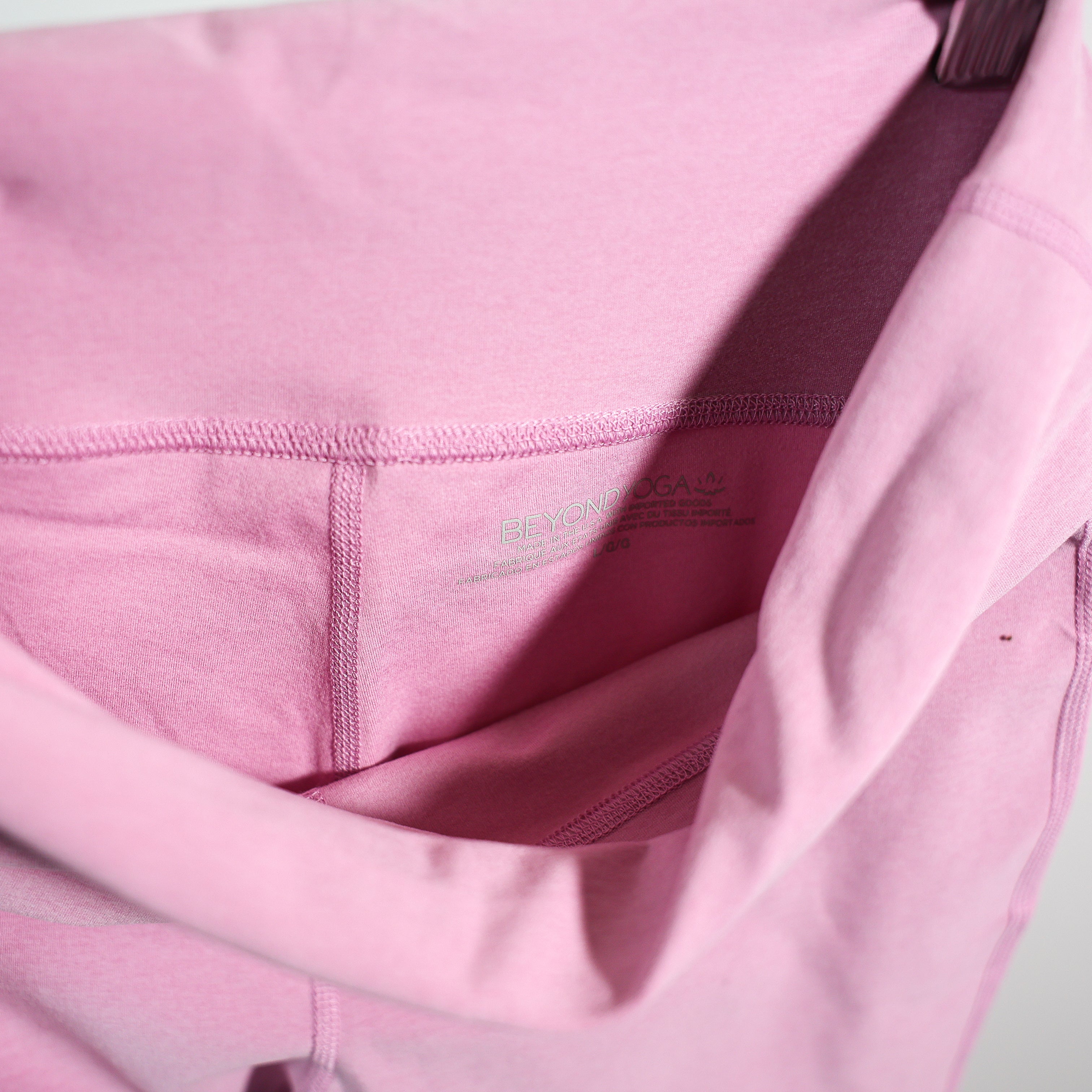 Beyond Yoga Spacedye Foldover Bootcut Athletic Work Out Pant Pink Haze Heather L