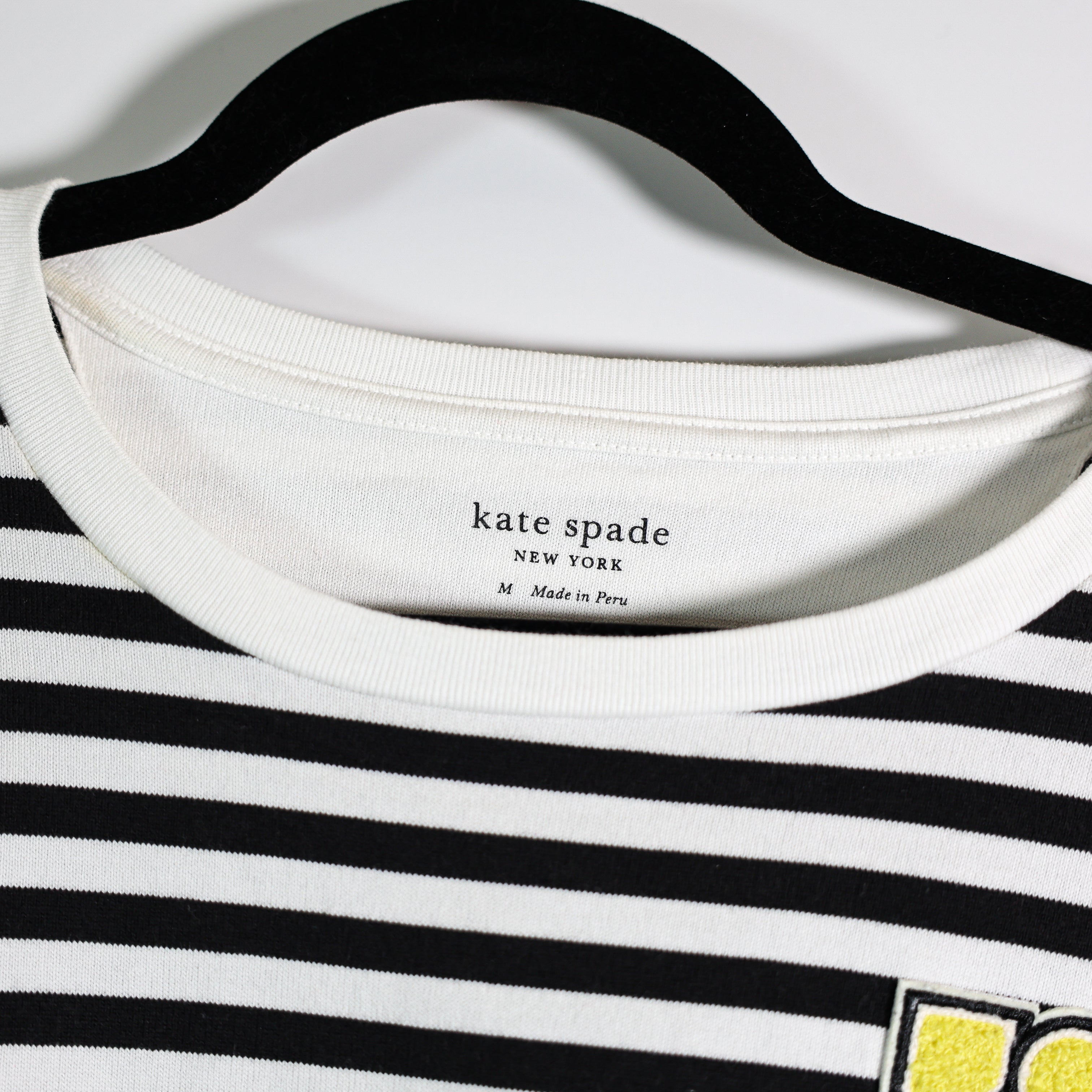 Kate Spade Noel Stripe Crew Neck Logo Embroidered Pullover Sweater Sweatshirt M
