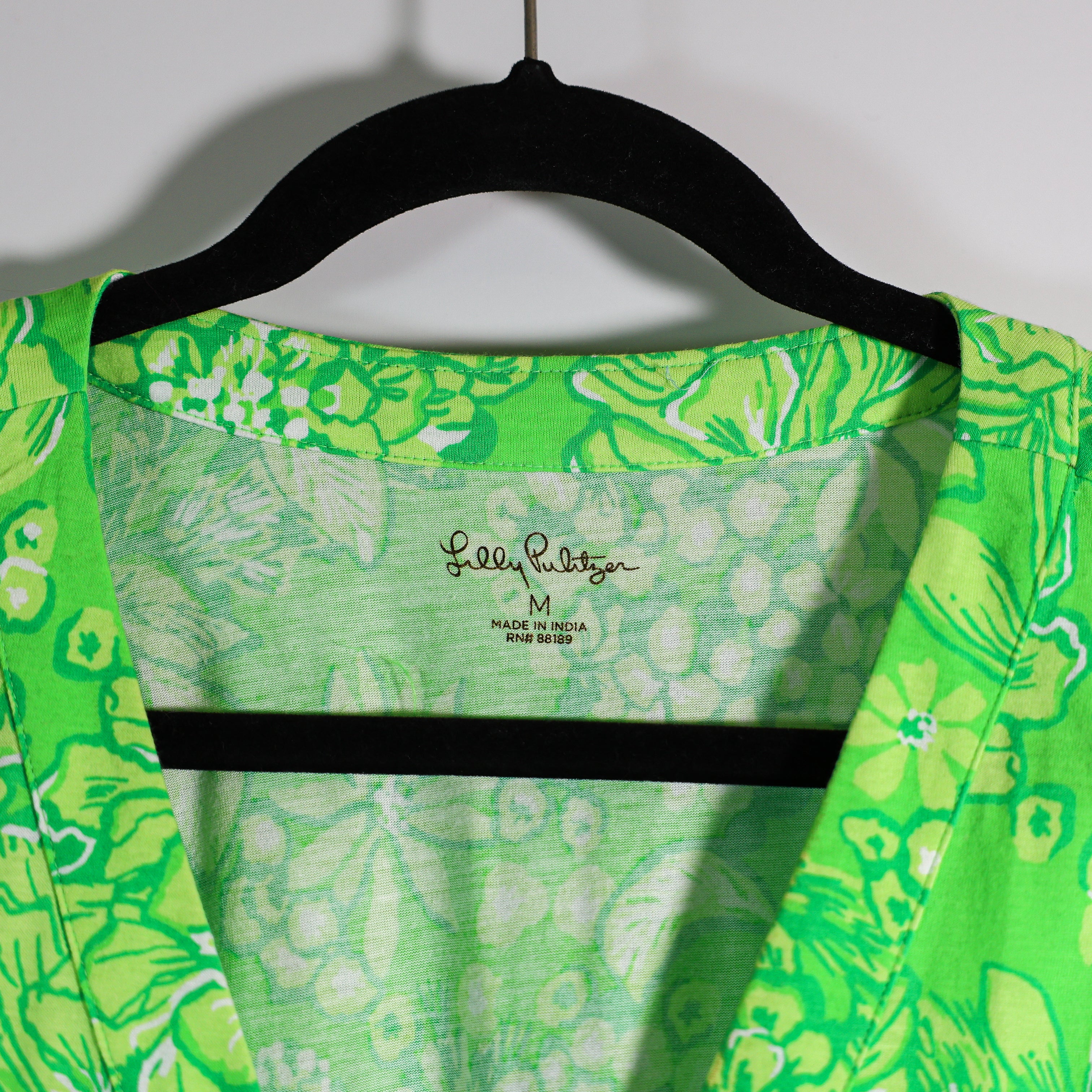 Lilly Pulitzer Lorina Cotton Swing Tiered VNeck Limeade Its A Spring Thing Dress