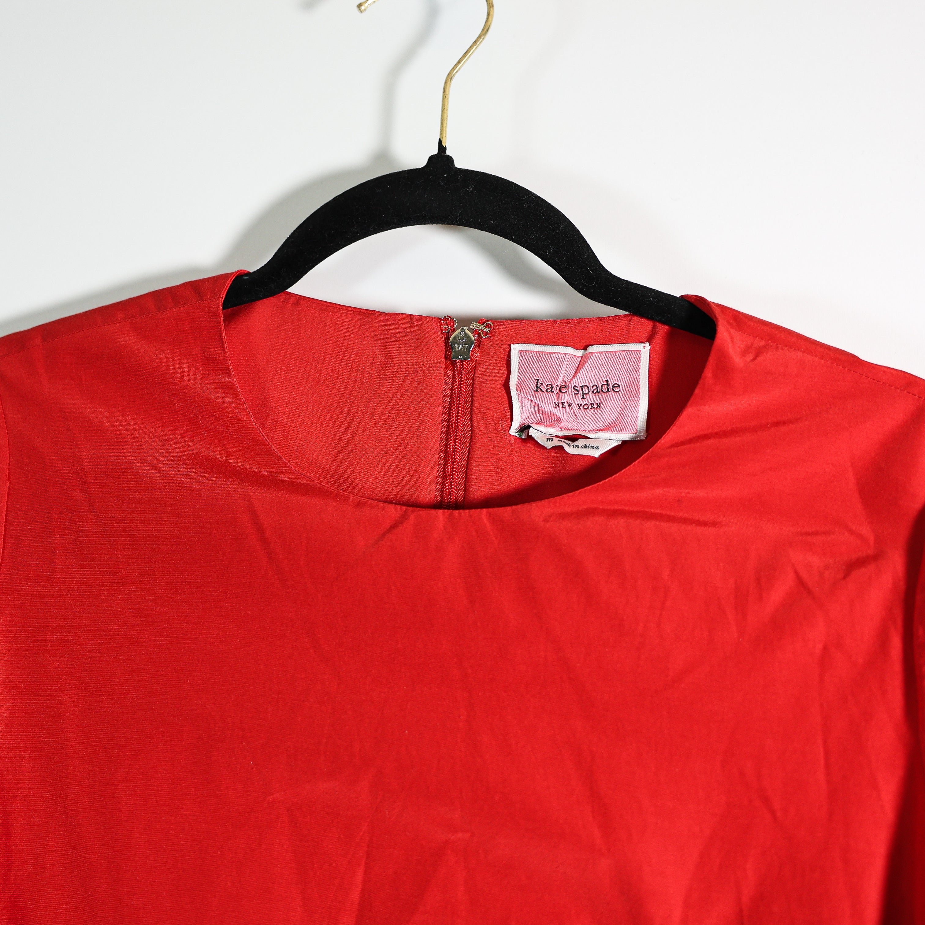 Kate Spade Ella Rose Floral Eyelet Embroidered Silk Cotton Mini Dress Red M