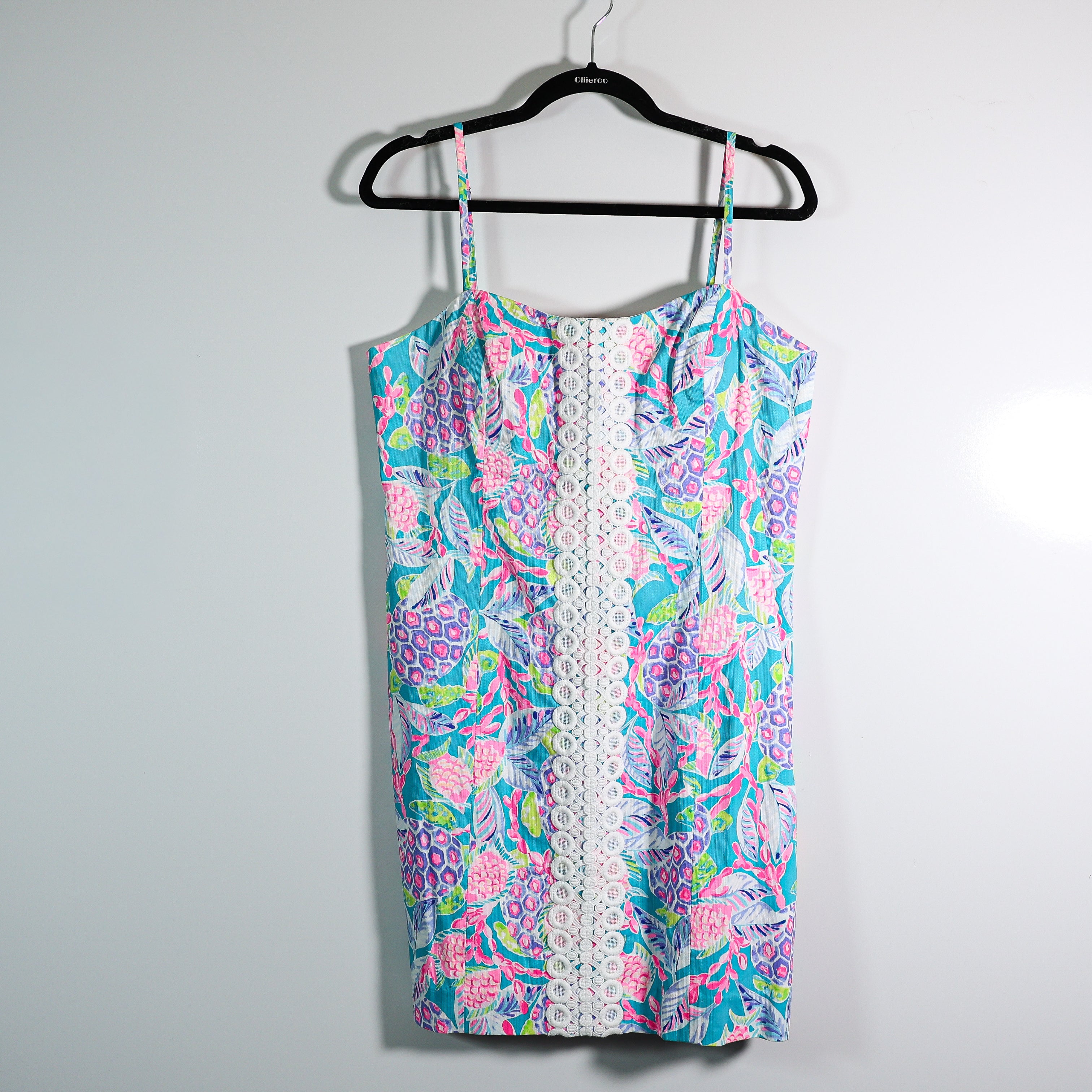 Lilly Pulitzer Shelli Lace Crochet Sheath Stretch Turtle Wave Mini Dress 12