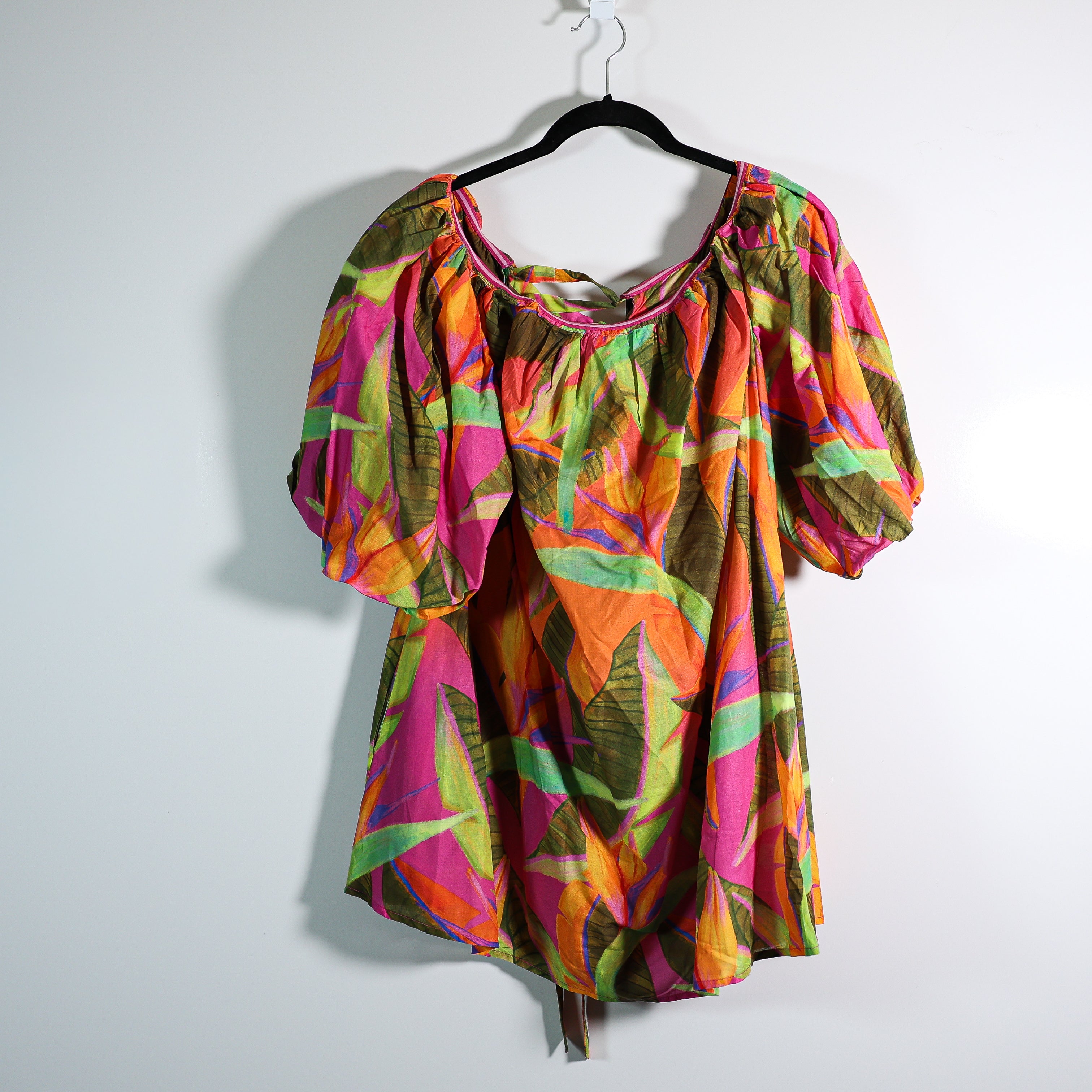 NEW Farm Rio x Anthropologie Cotton Coverup Mini Print Pattern Pullover Dress L