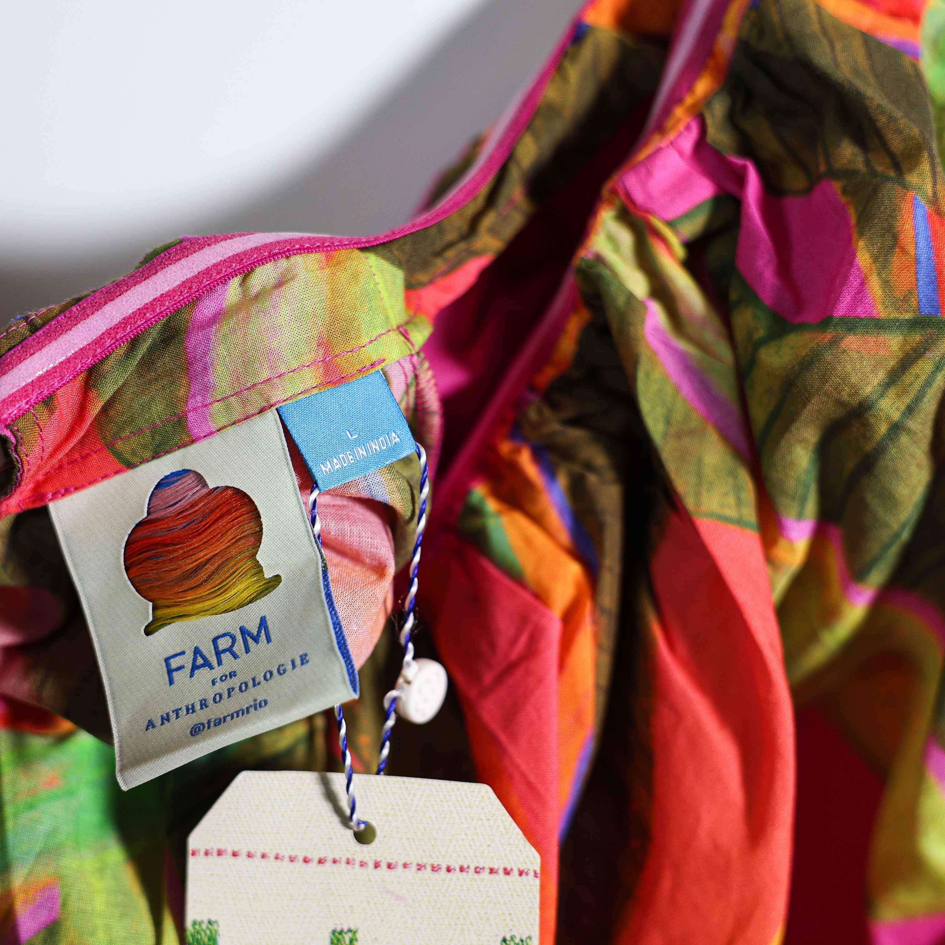 NEW Farm Rio x Anthropologie Cotton Coverup Mini Print Pattern Pullover Dress L