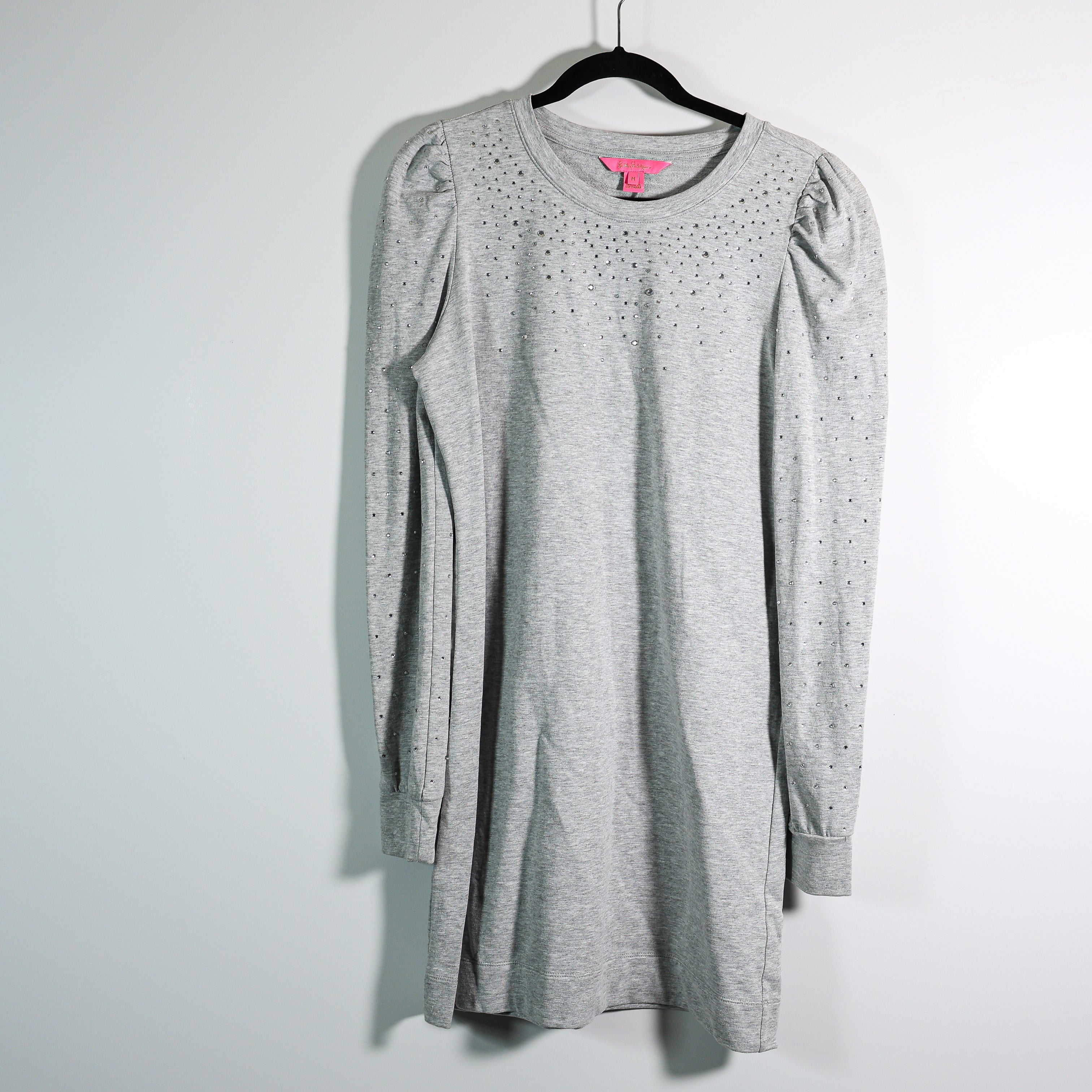 Lilly Pulitzer Jansen Crystal Jewel Diamond Embellished Mini Dress Gray Medium