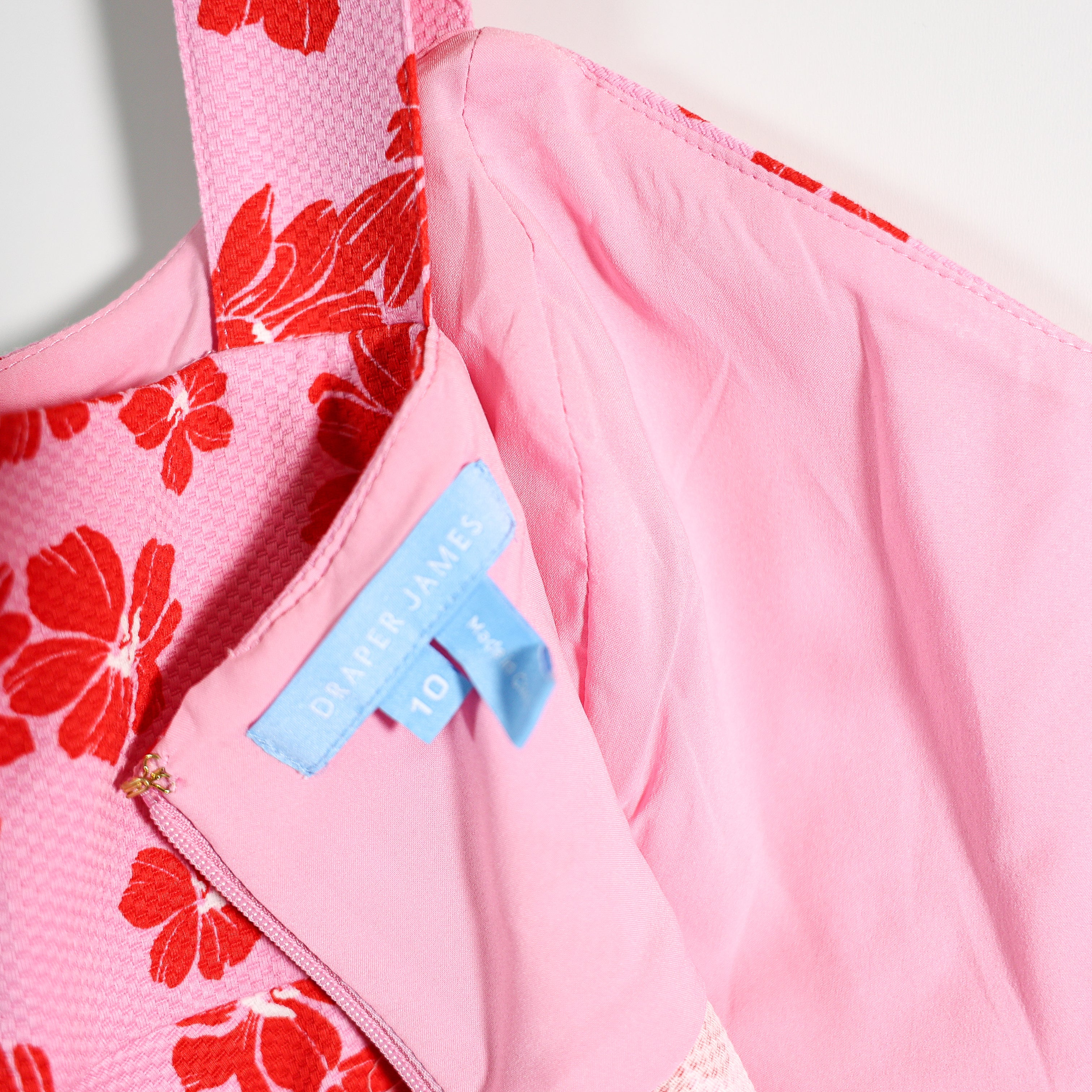 Draper James Henrietta Textured Tank Strap Flare Midi Dress Red Pink Pique 10