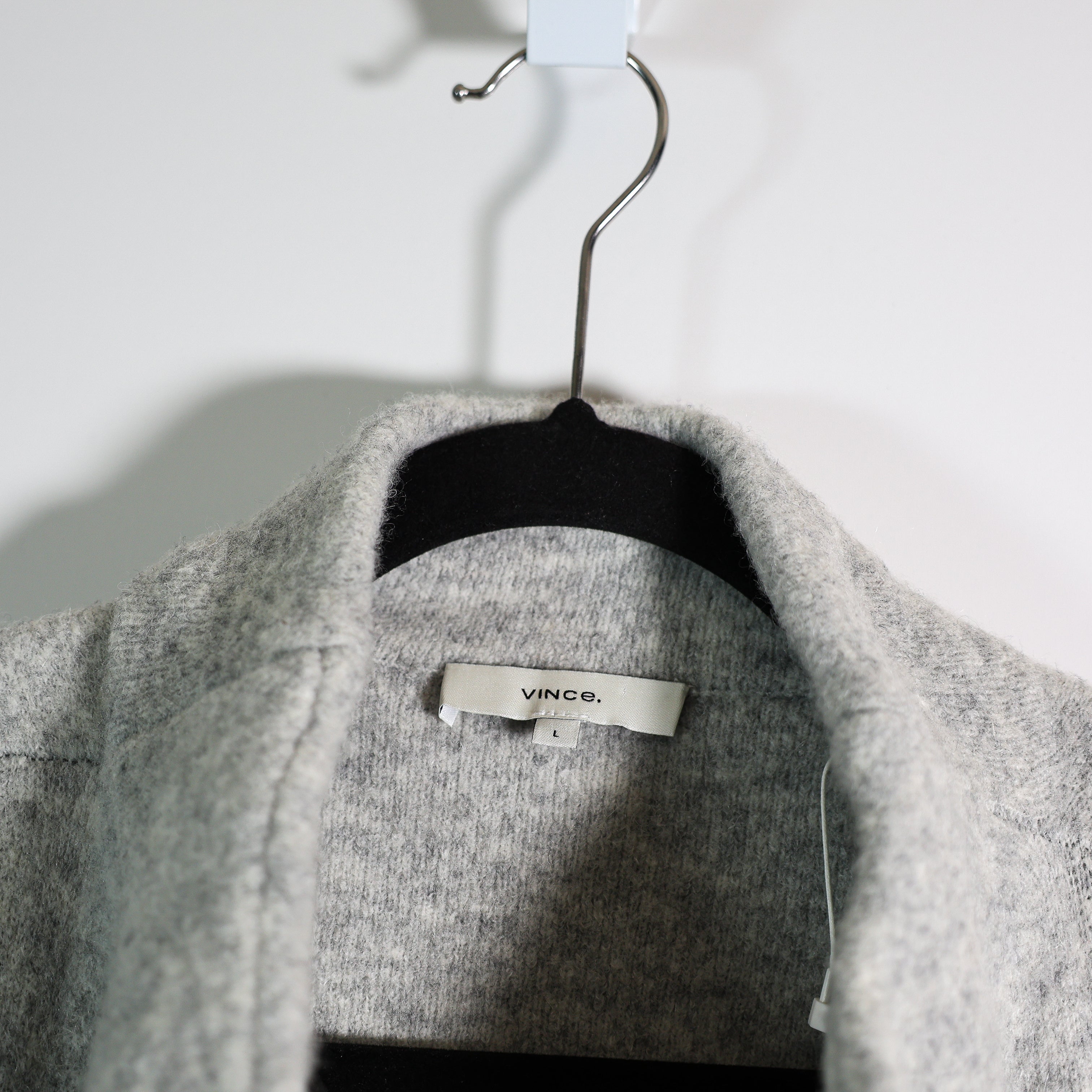 NEW Vince Clean Edge Wool Alpaca Knit Stretch Open Front Cardigan Sweater Grey