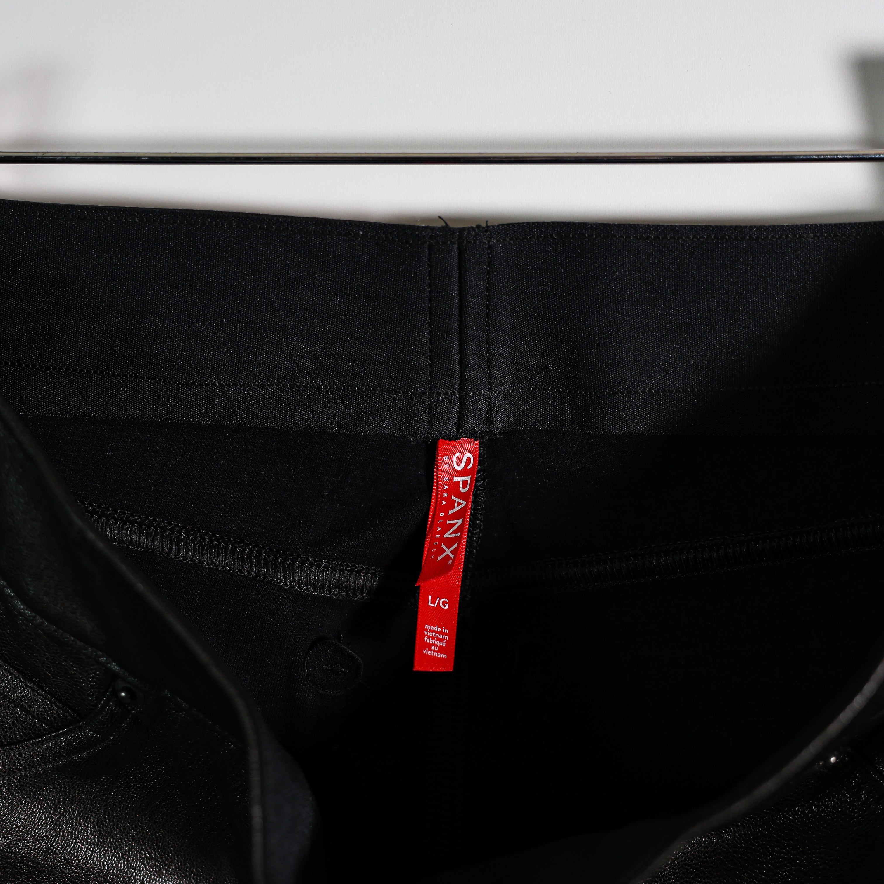 Spanx Like Leather Faux Vegan Skinny Mid Rise Pants In Classic Black Large