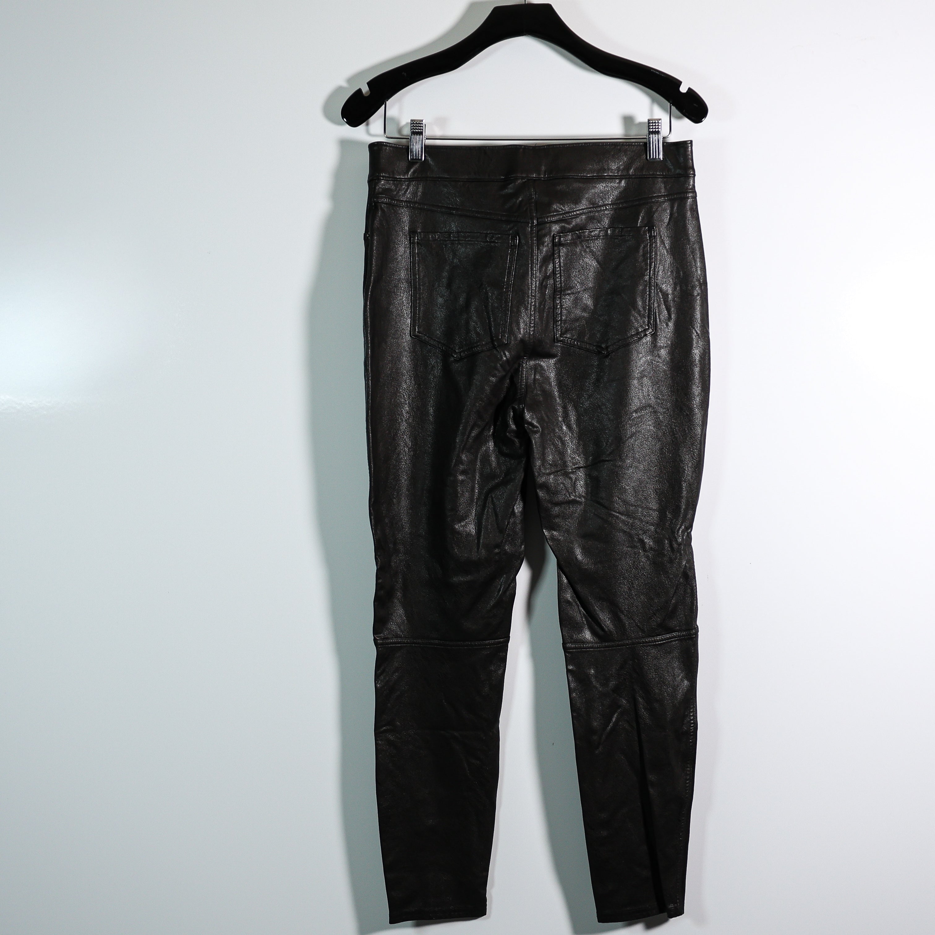 Spanx Like Leather Faux Vegan Skinny Mid Rise Pants In Classic Black Large