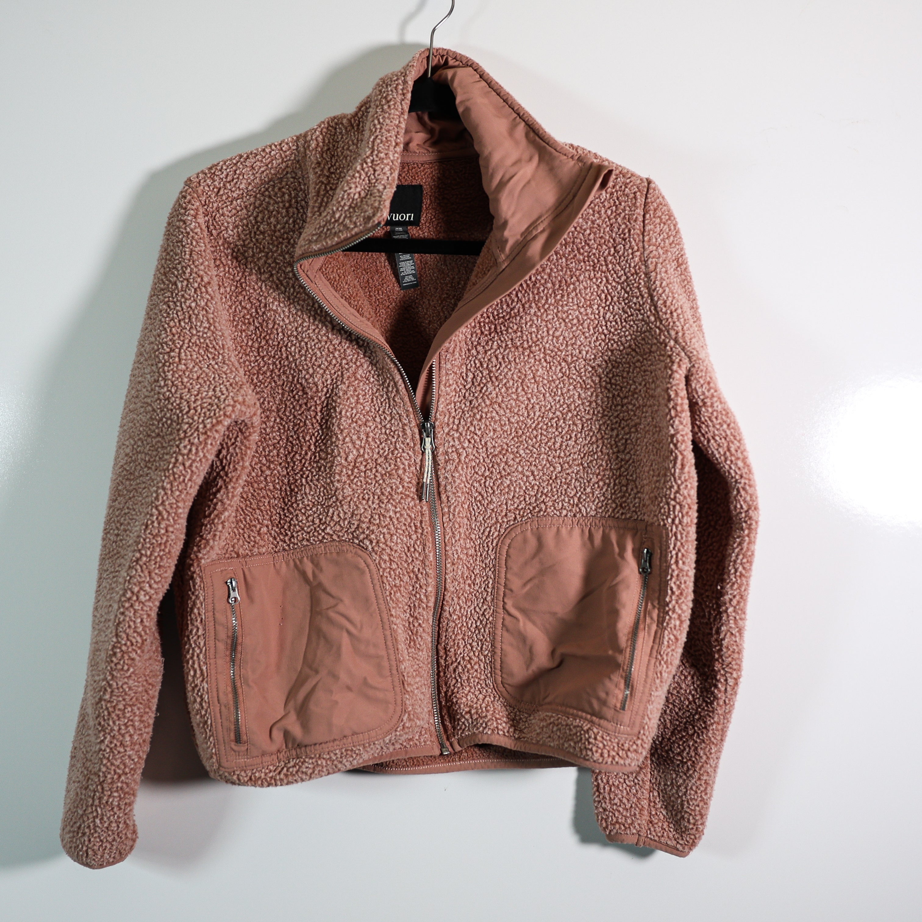 Vuori Women's Alpine Sherpa Fuzzy Full Zip Athletic Jacket Terracotta Pink Small