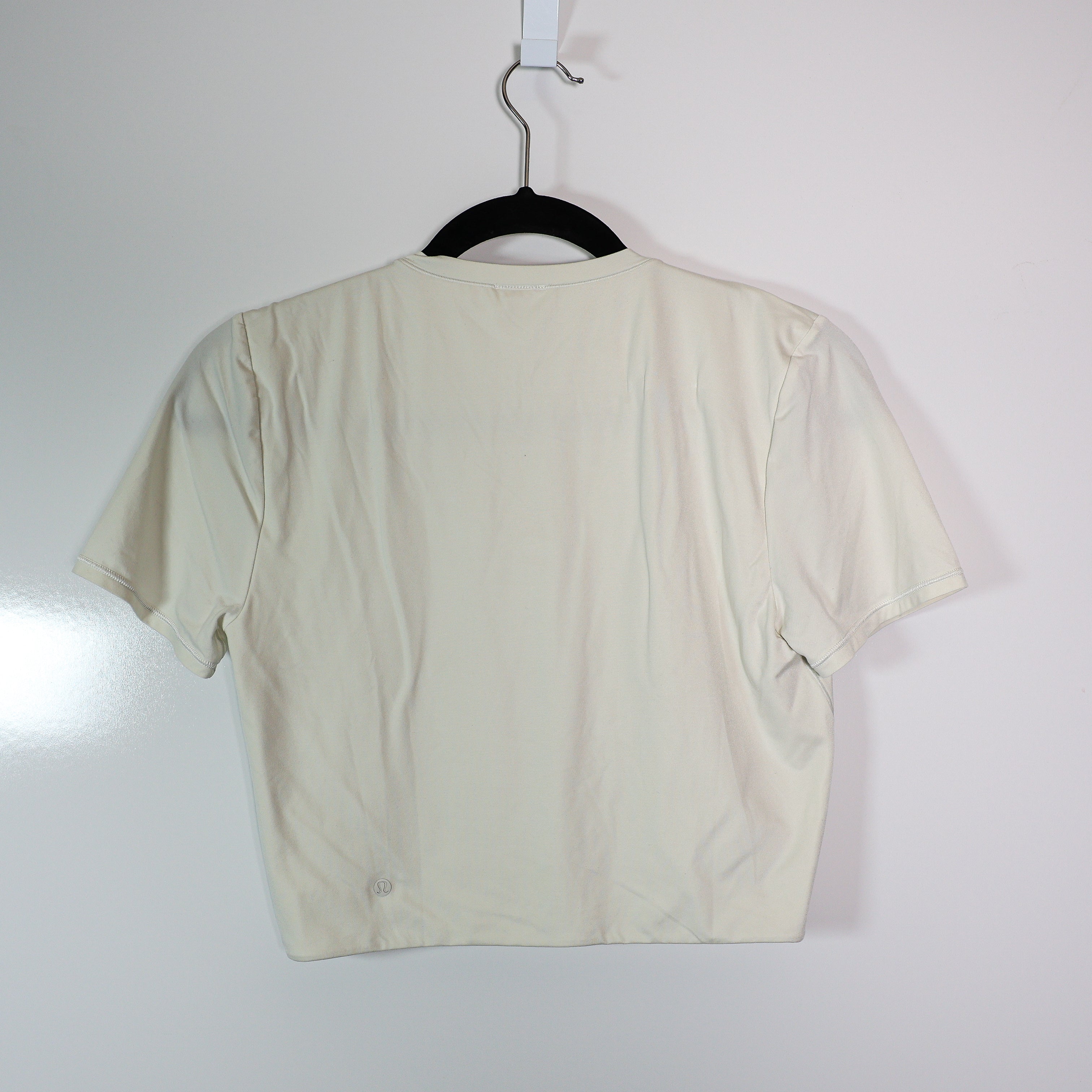 Lululemon Wundermost Ultra-Soft Nulu Crewneck Cropped T Shirt Top Light Ivory 6