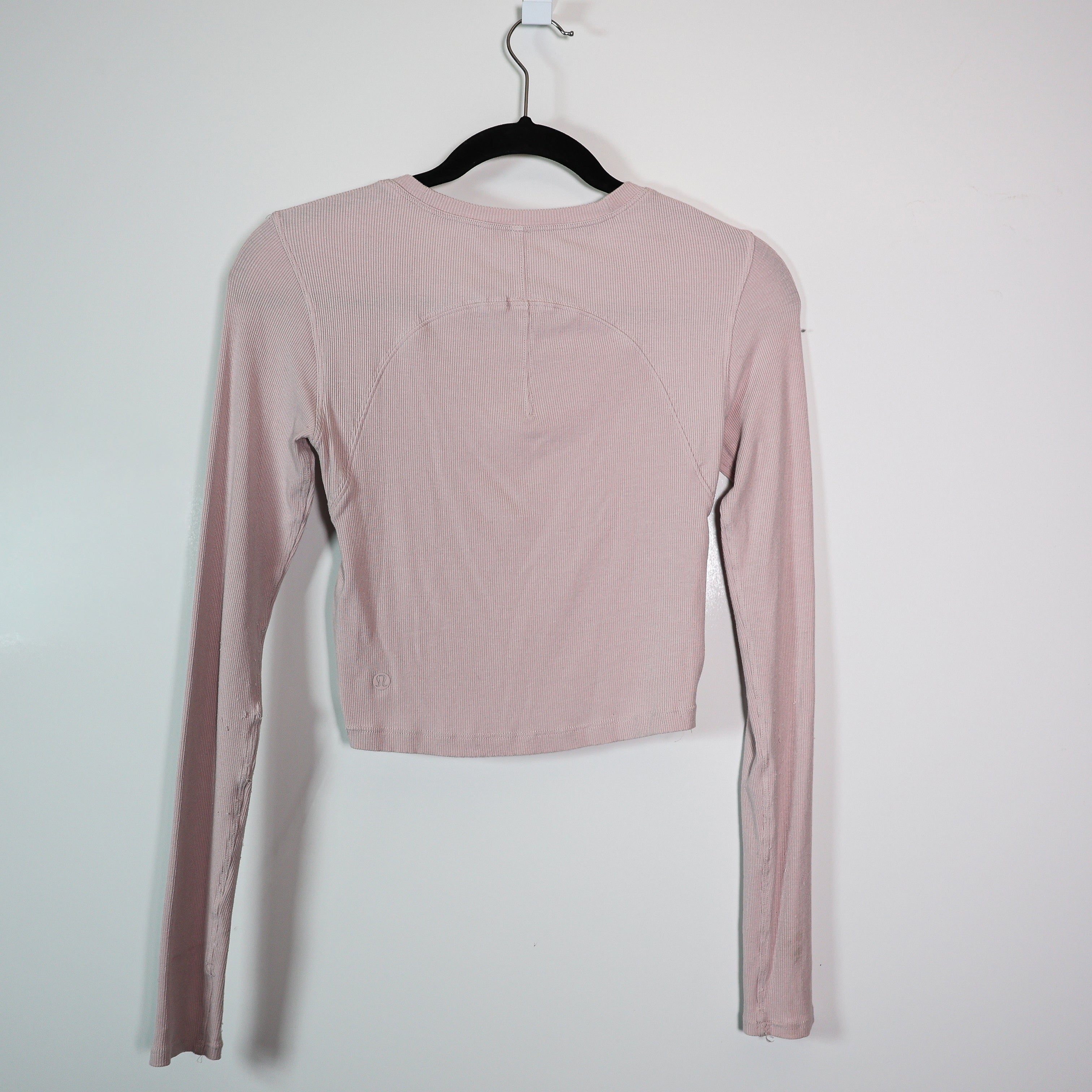 Lululemon Scoop Neck Ribbed Ruched Stretch Side Long Sleeve Cropped Shirt Top 6