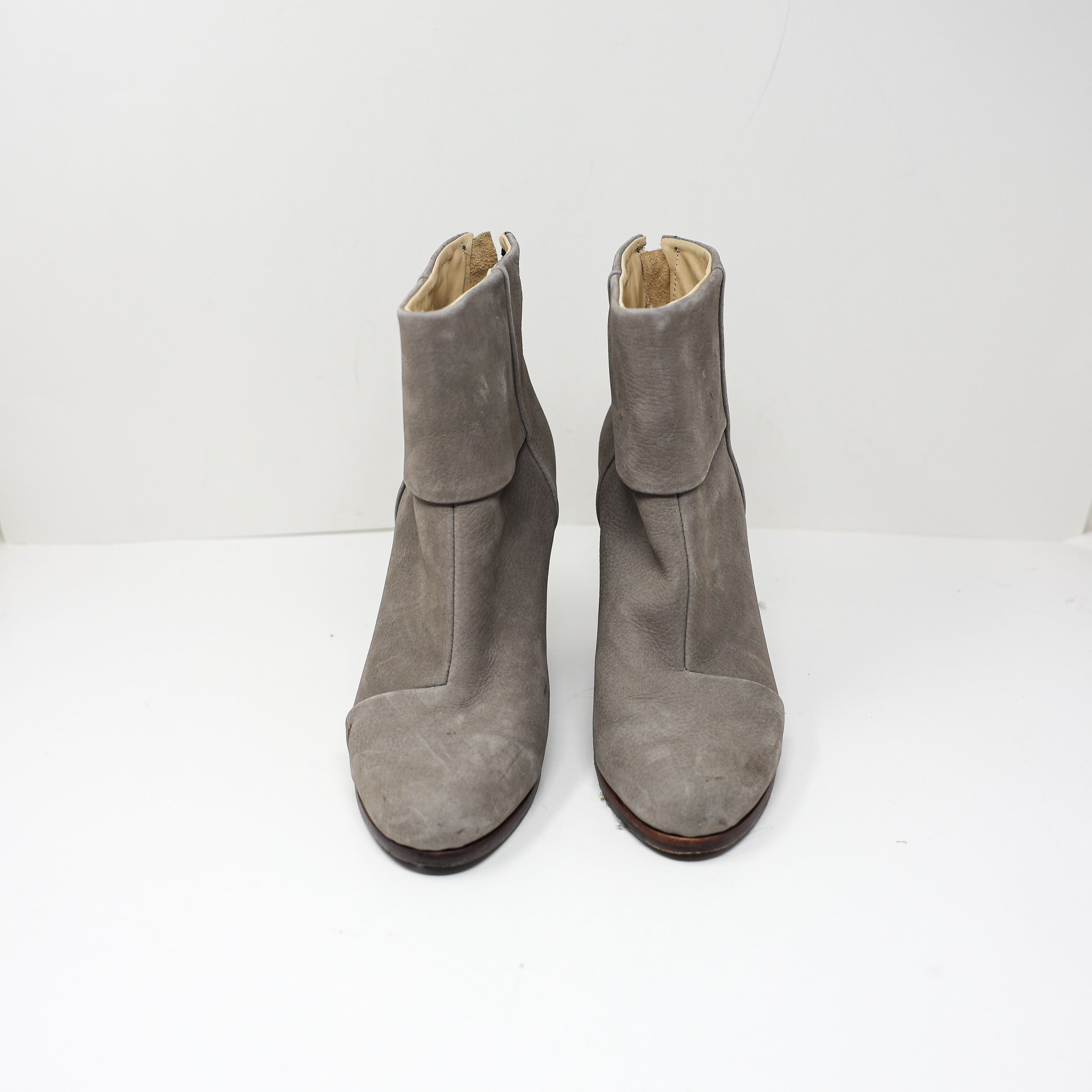 Rag & Bone Newbury Nubuck Suede Leather Stacked High Heel Ankle Booties Shoes