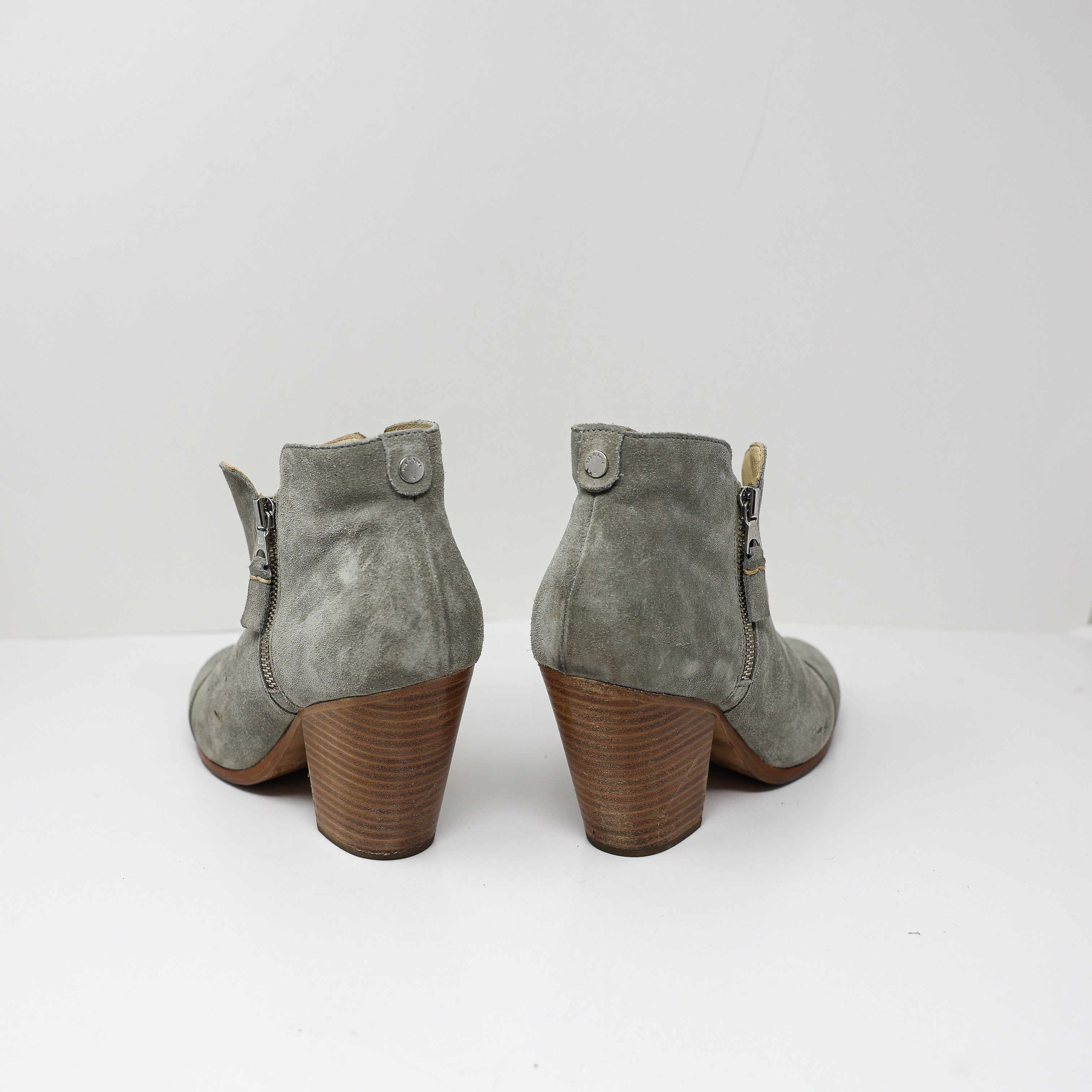 Rag &amp; Bone Margot Made In Italy Genuine Leather Suede Stacked Heel Ankle Boots